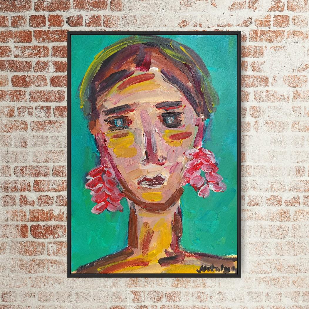 Retrato de mujer expresionista abstracto contemporáneo 