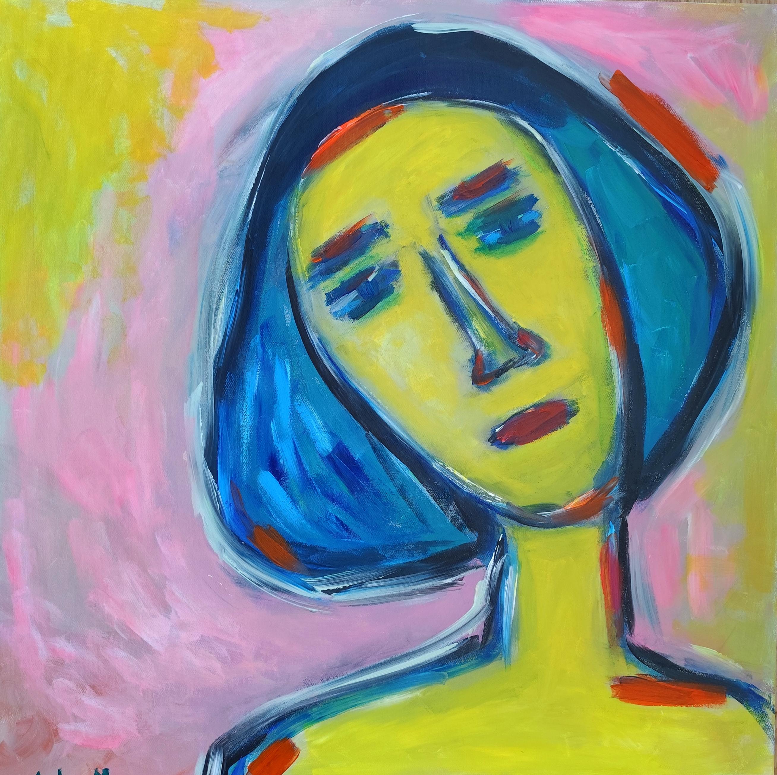 Contemporary abstract expressive expressionist woman's portrait "Eternal Bloom"