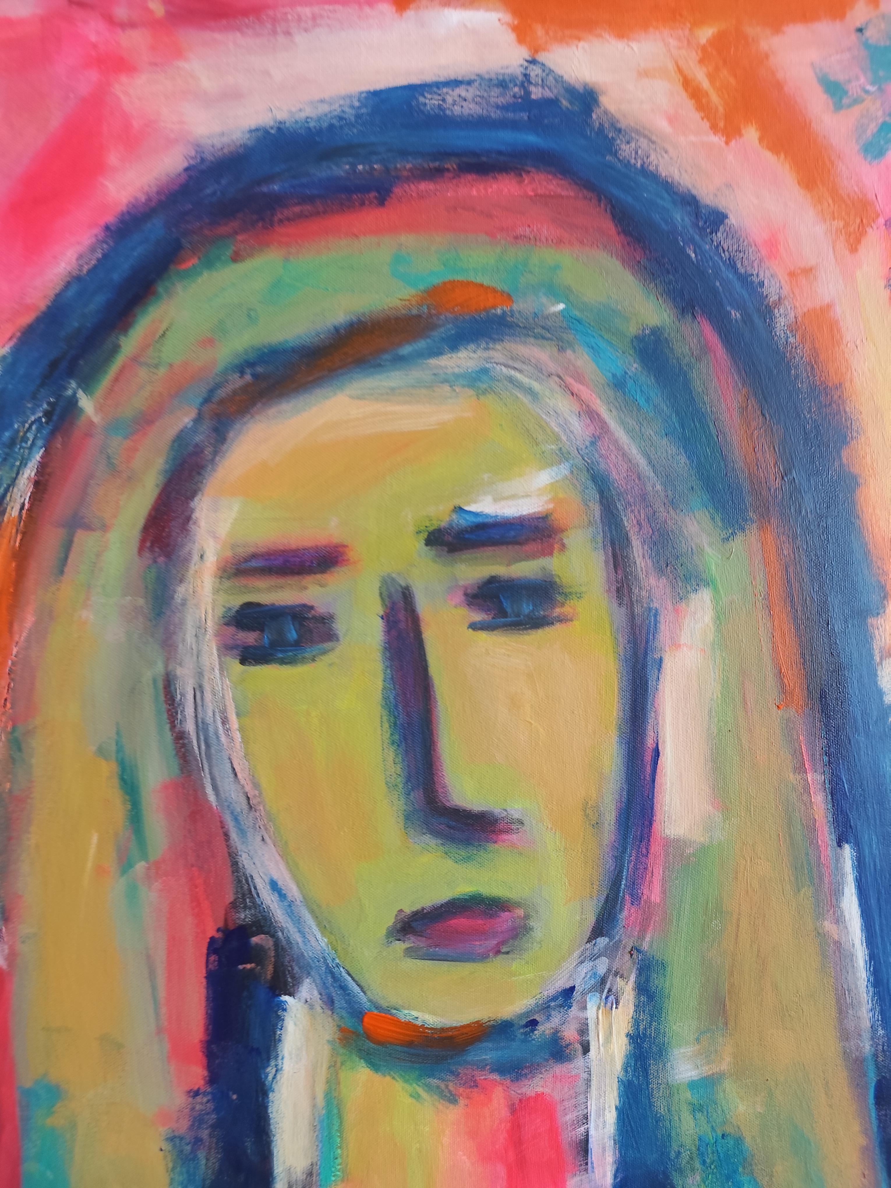 Zeitgenössisches abstraktes ausdrucksstarkes expressionistisches Frauenporträt 