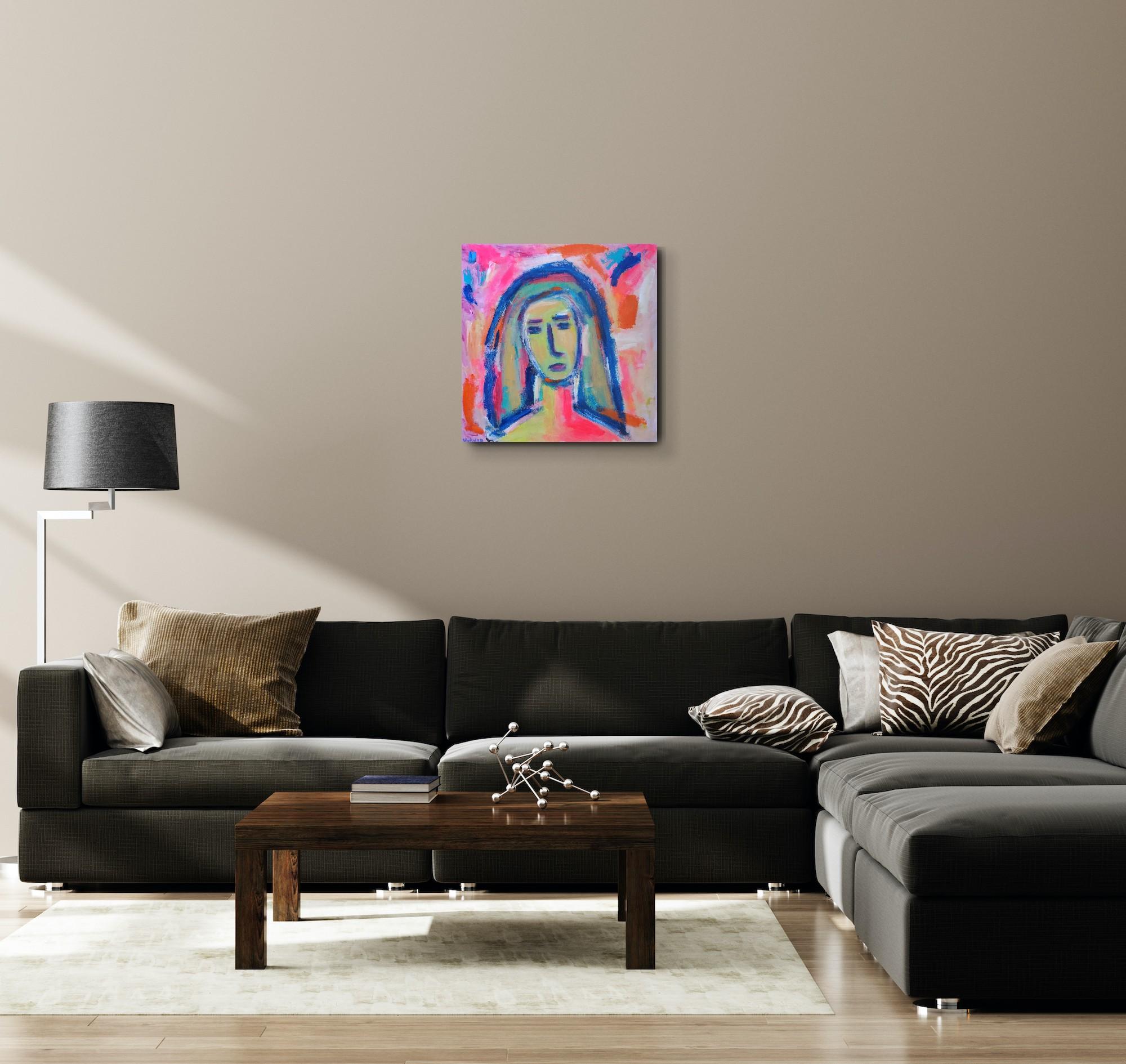 Zeitgenössisches abstraktes ausdrucksstarkes expressionistisches Frauenporträt 