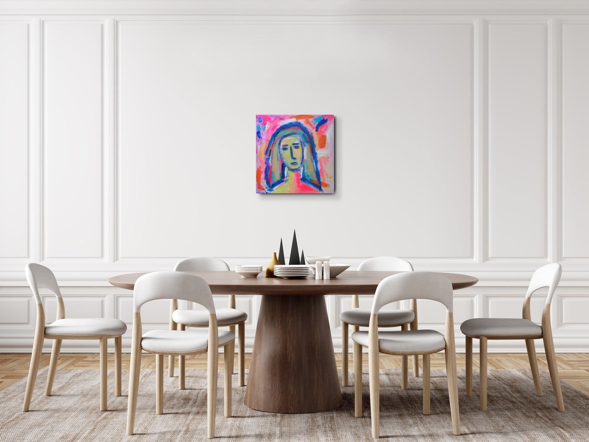 Zeitgenössisches abstraktes ausdrucksstarkes expressionistisches Frauenporträt 