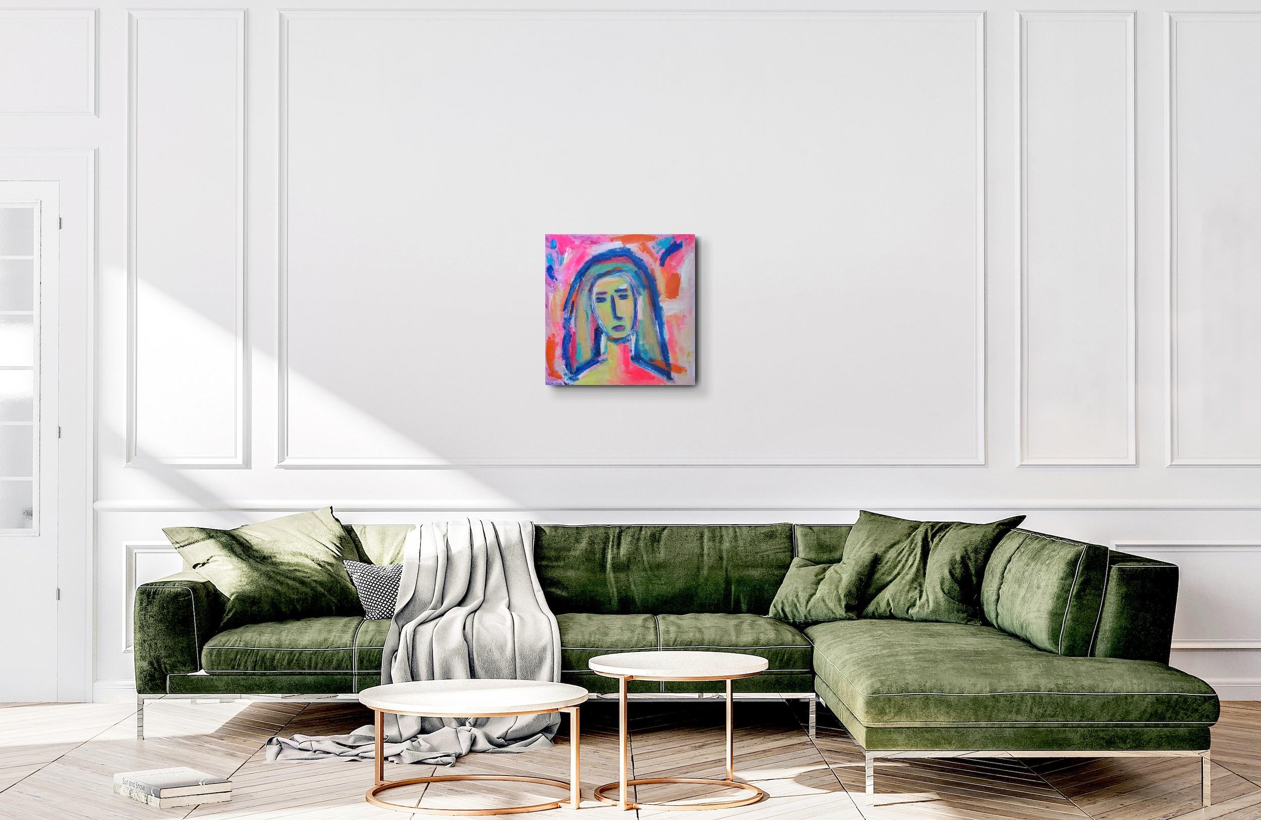 Zeitgenössisches abstraktes ausdrucksstarkes expressionistisches Frauenporträt 