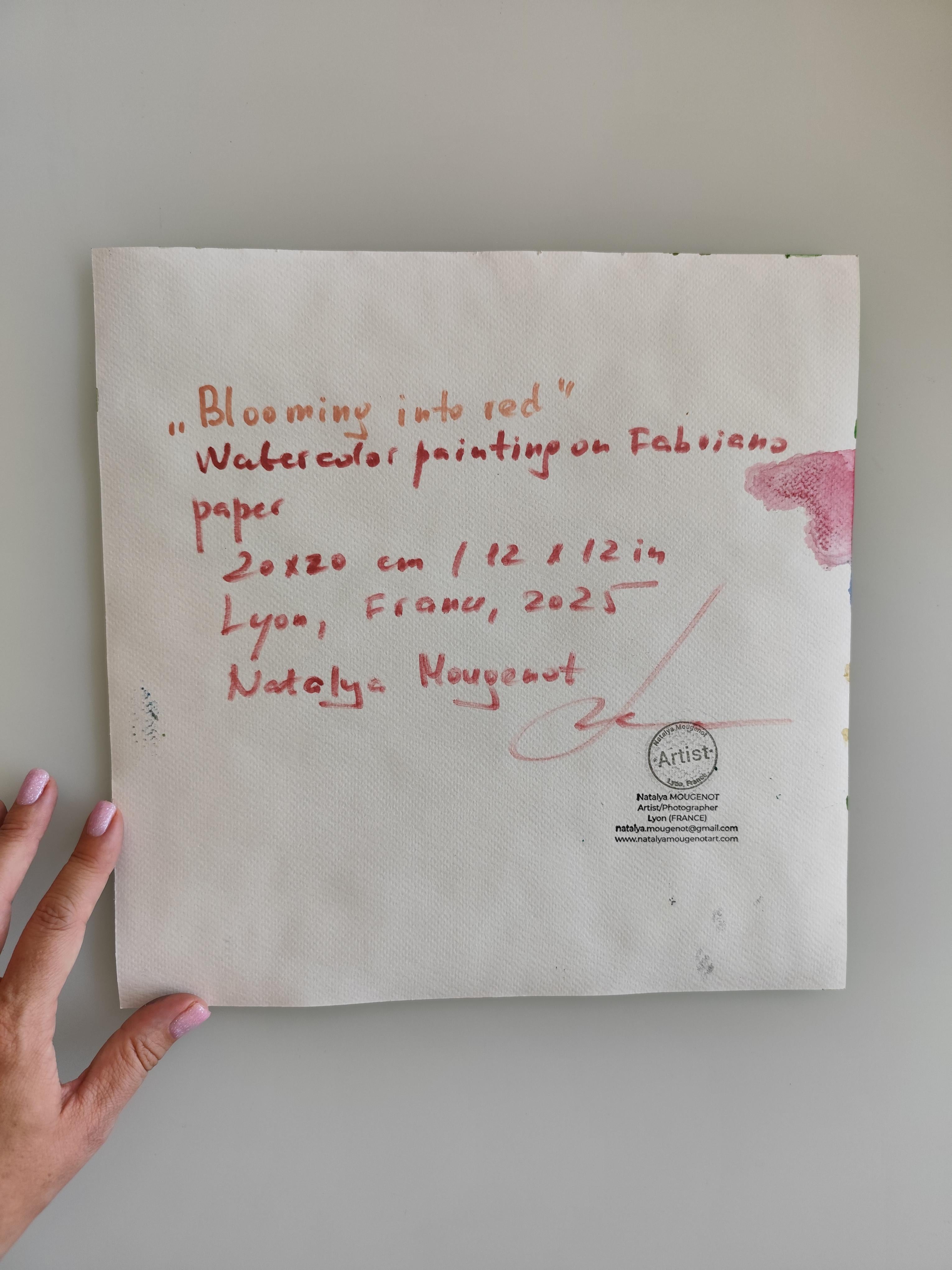 Zeitgenössische abstrakte ausdrucksstarke florale Aquarellmalerei 