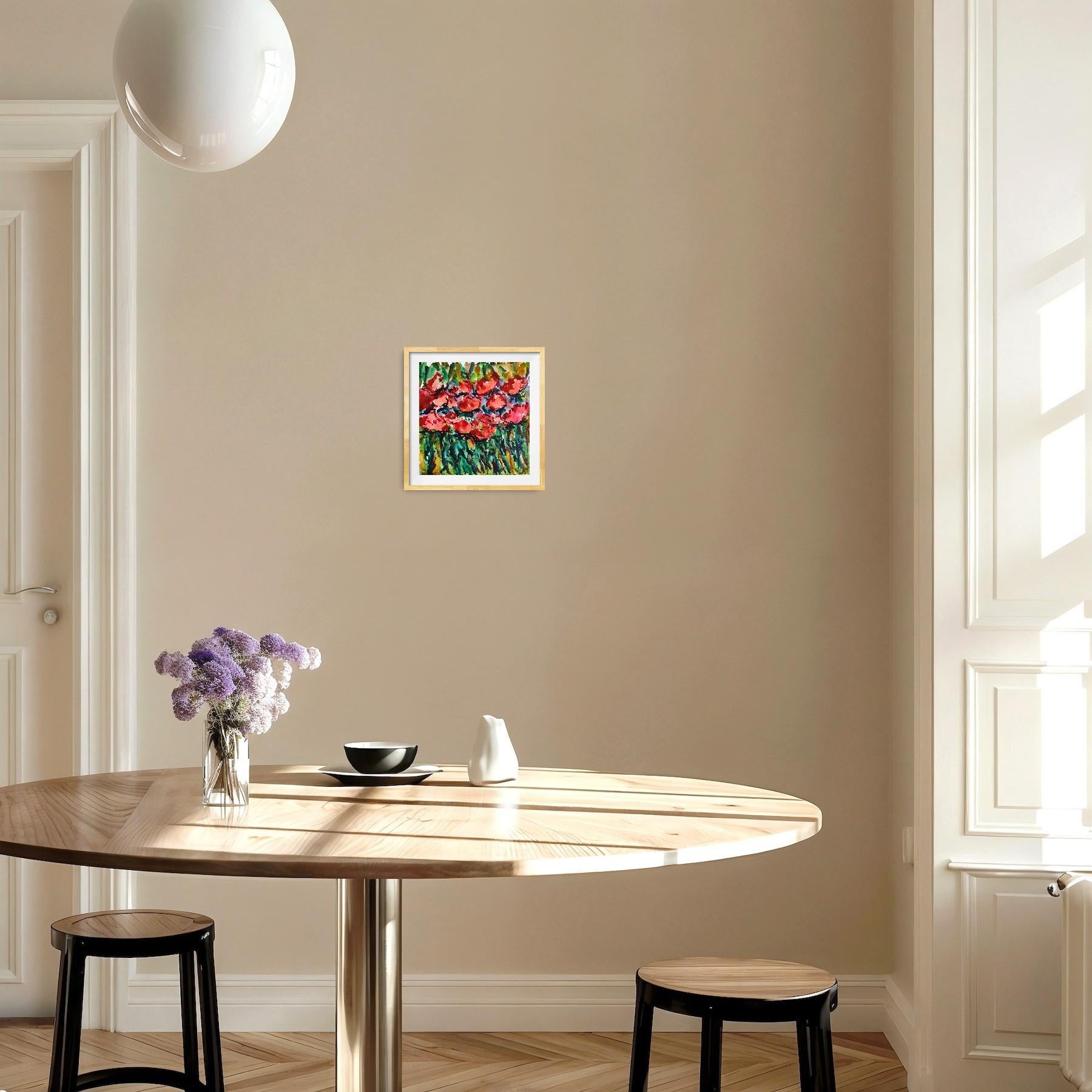 Zeitgenössische abstrakte ausdrucksstarke florale Aquarellmalerei 