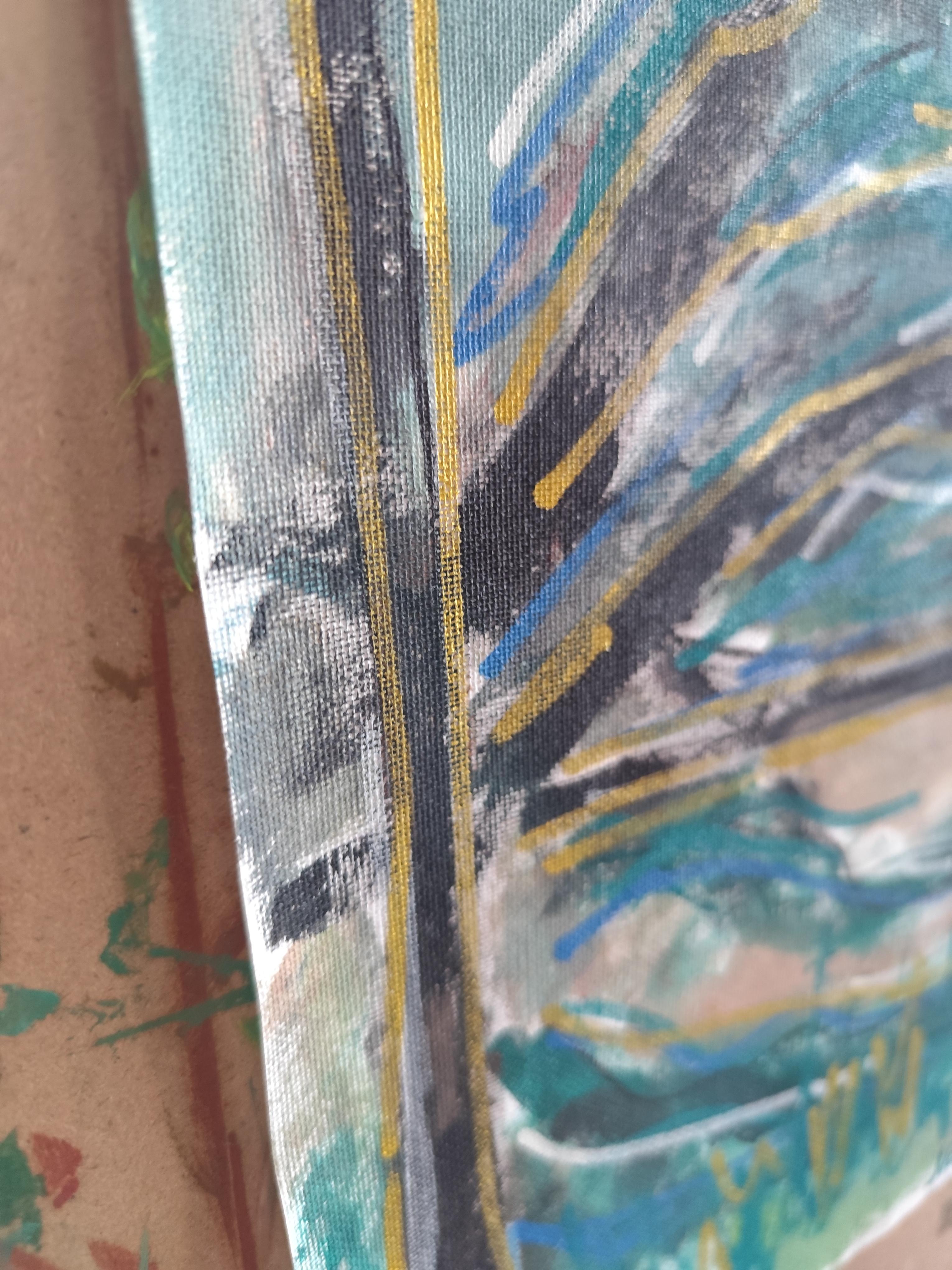 Contemporary abstract expressive nature painting on canvas 