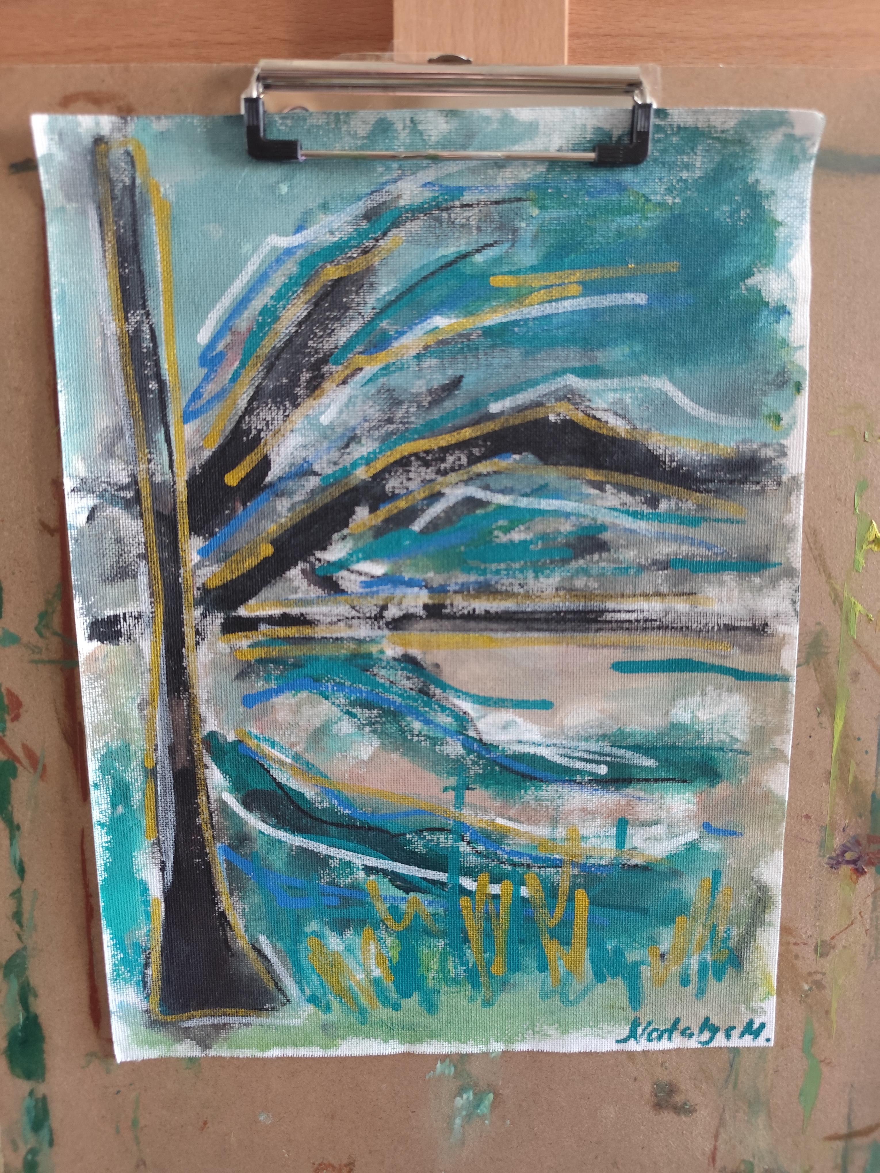 Contemporary abstract expressive nature painting on canvas 