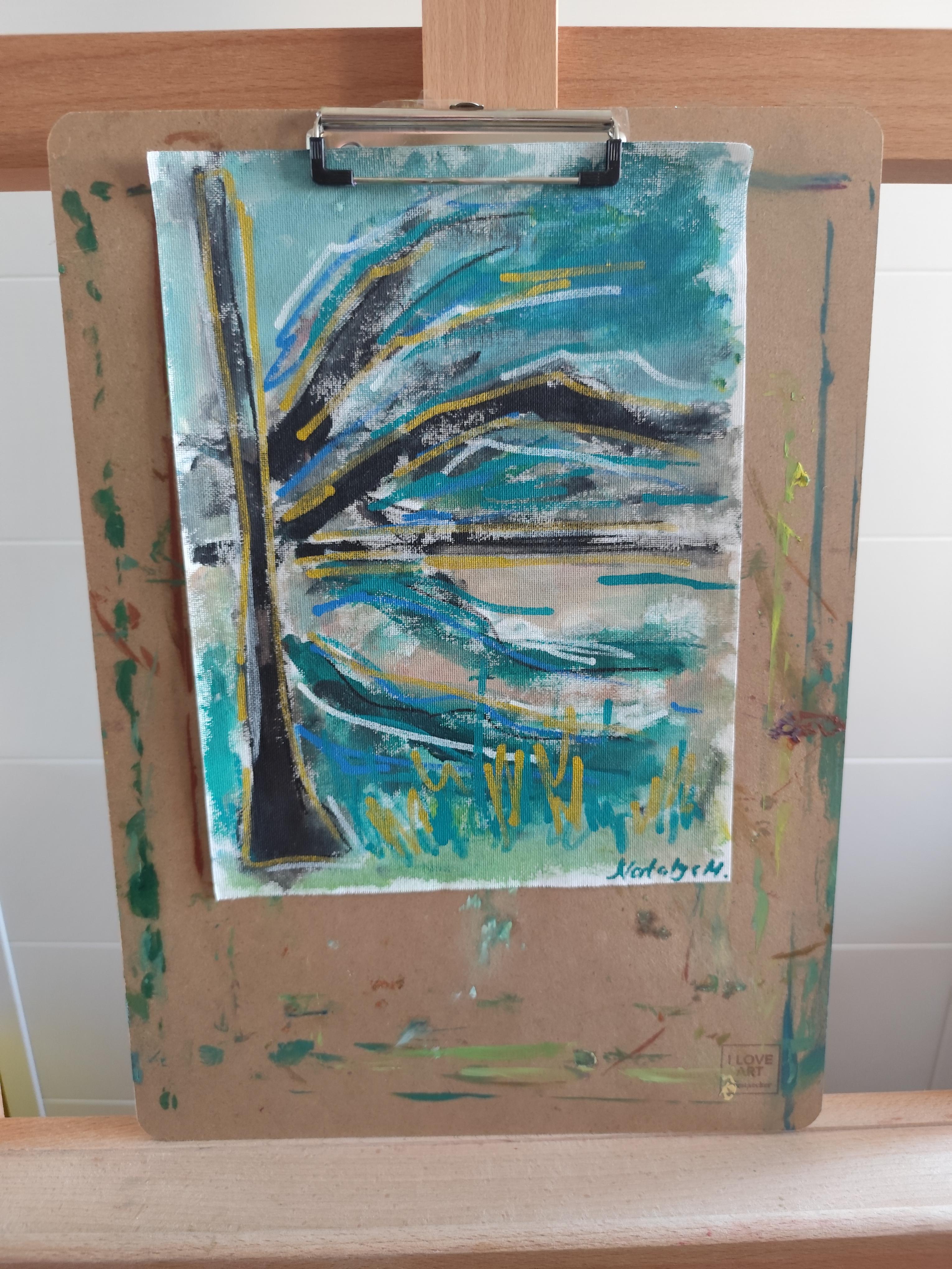 Contemporary abstract expressive nature painting on canvas 