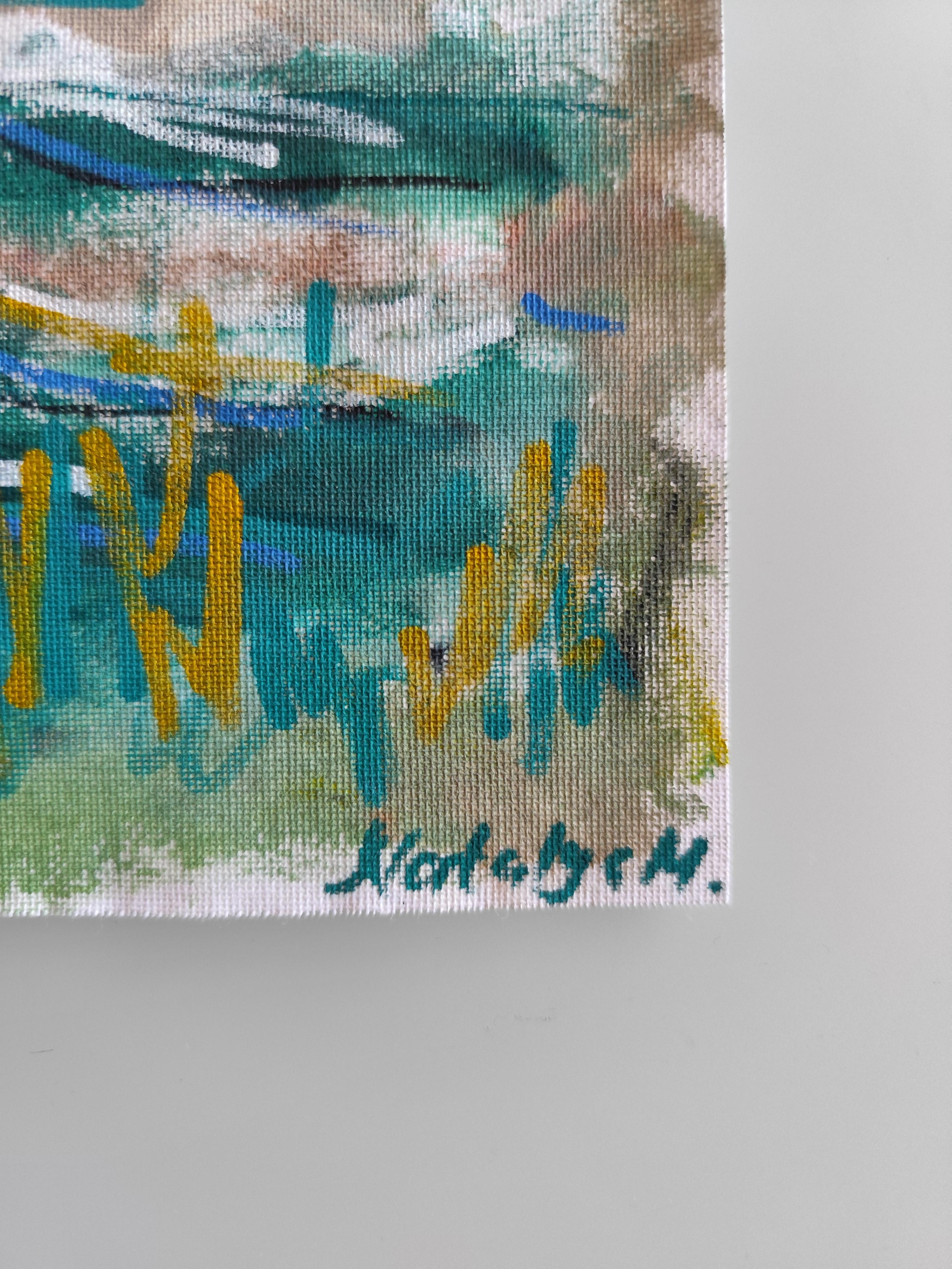 Contemporary abstract expressive nature painting on canvas 