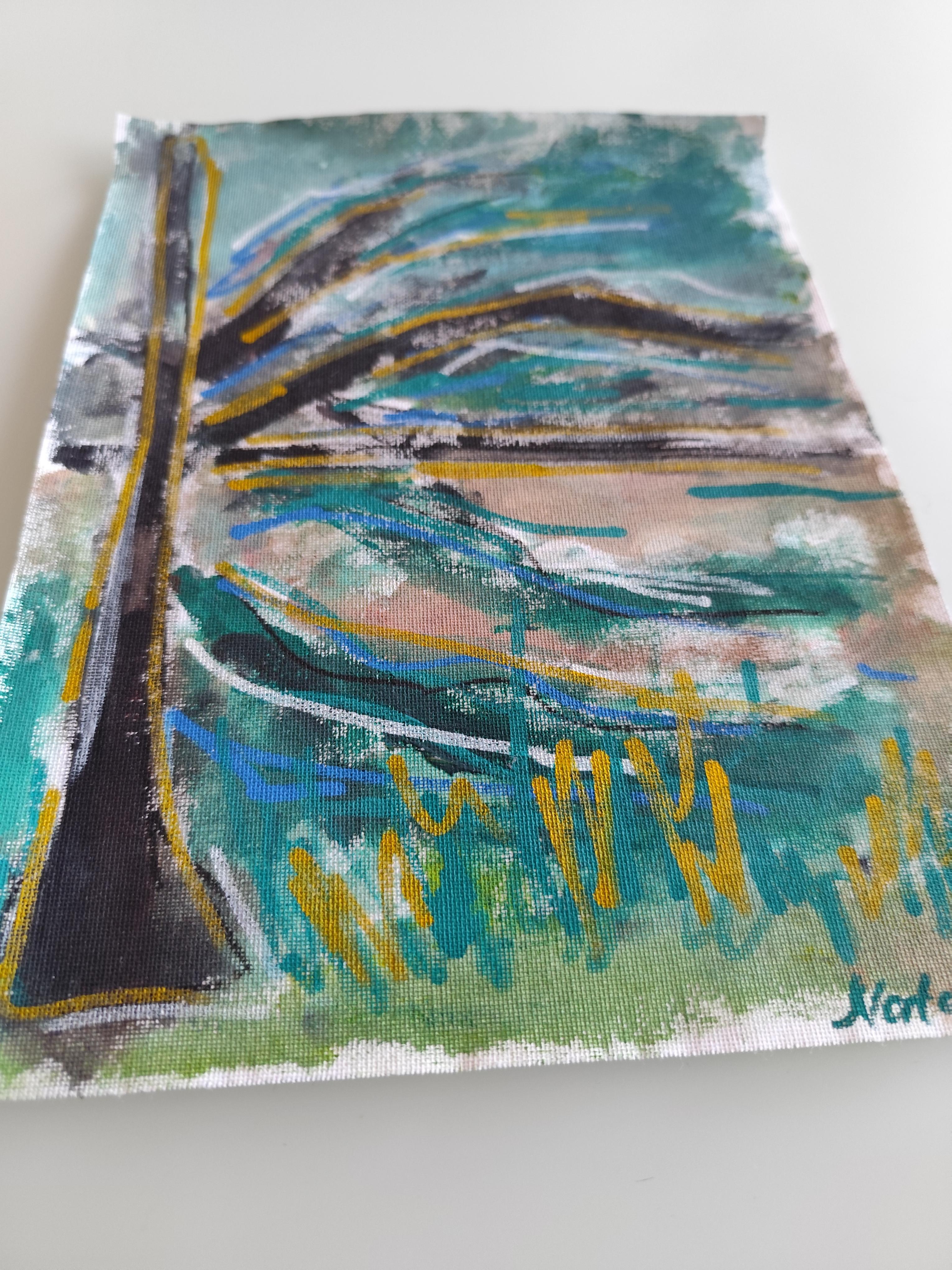 Contemporary abstract expressive nature painting on canvas 