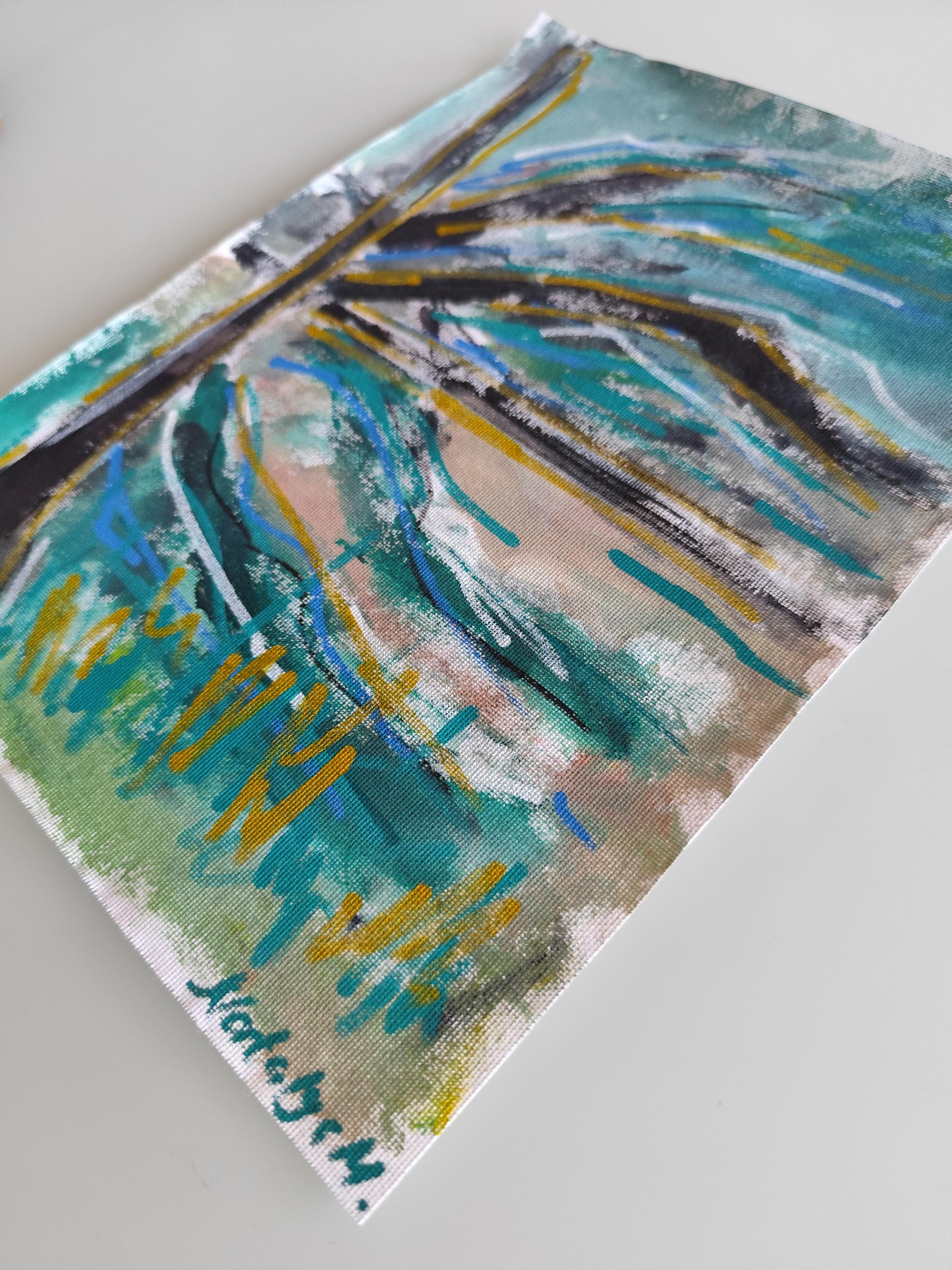 Contemporary abstract expressive nature painting on canvas 