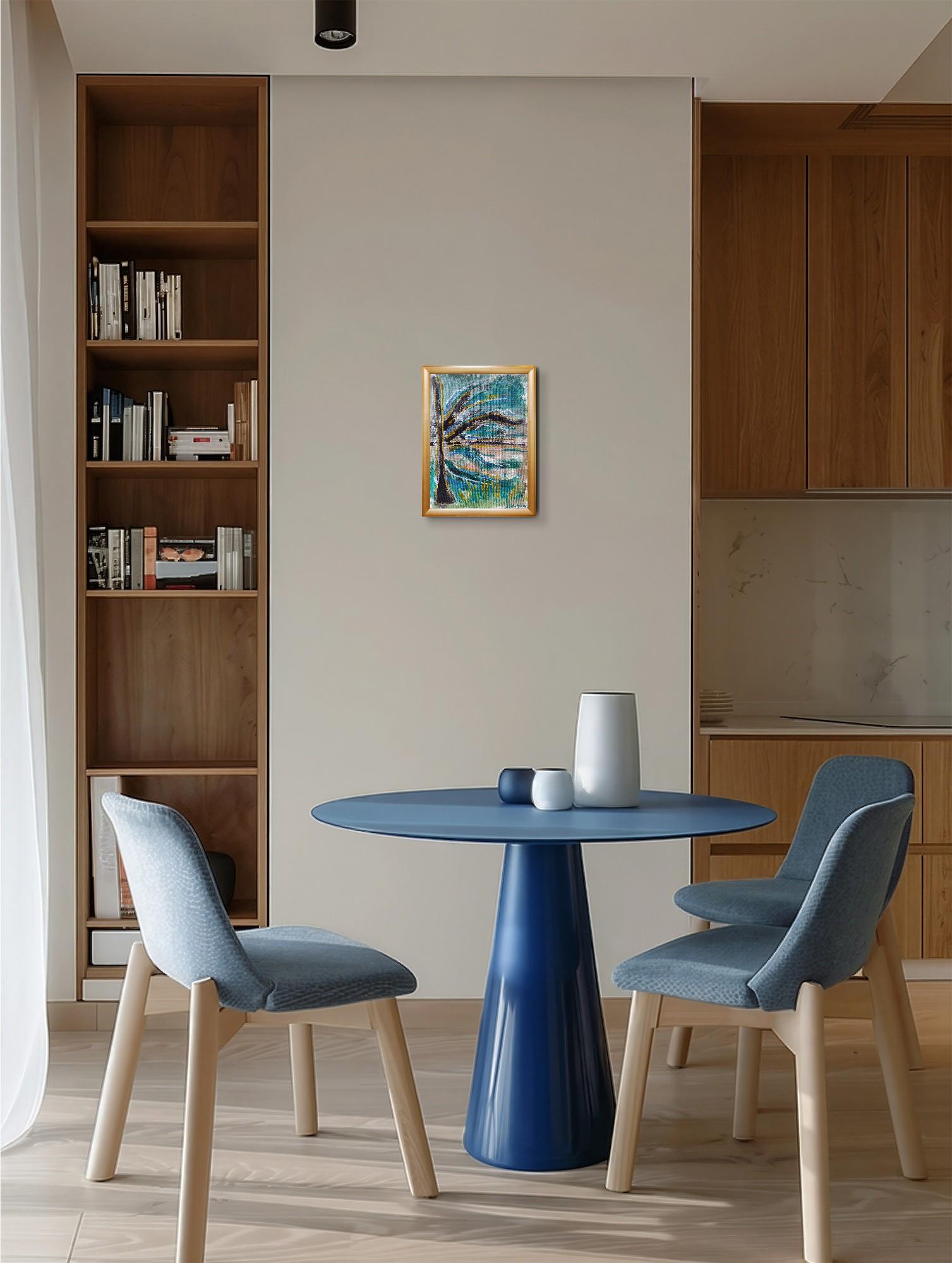 Contemporary abstract expressive nature painting on canvas 