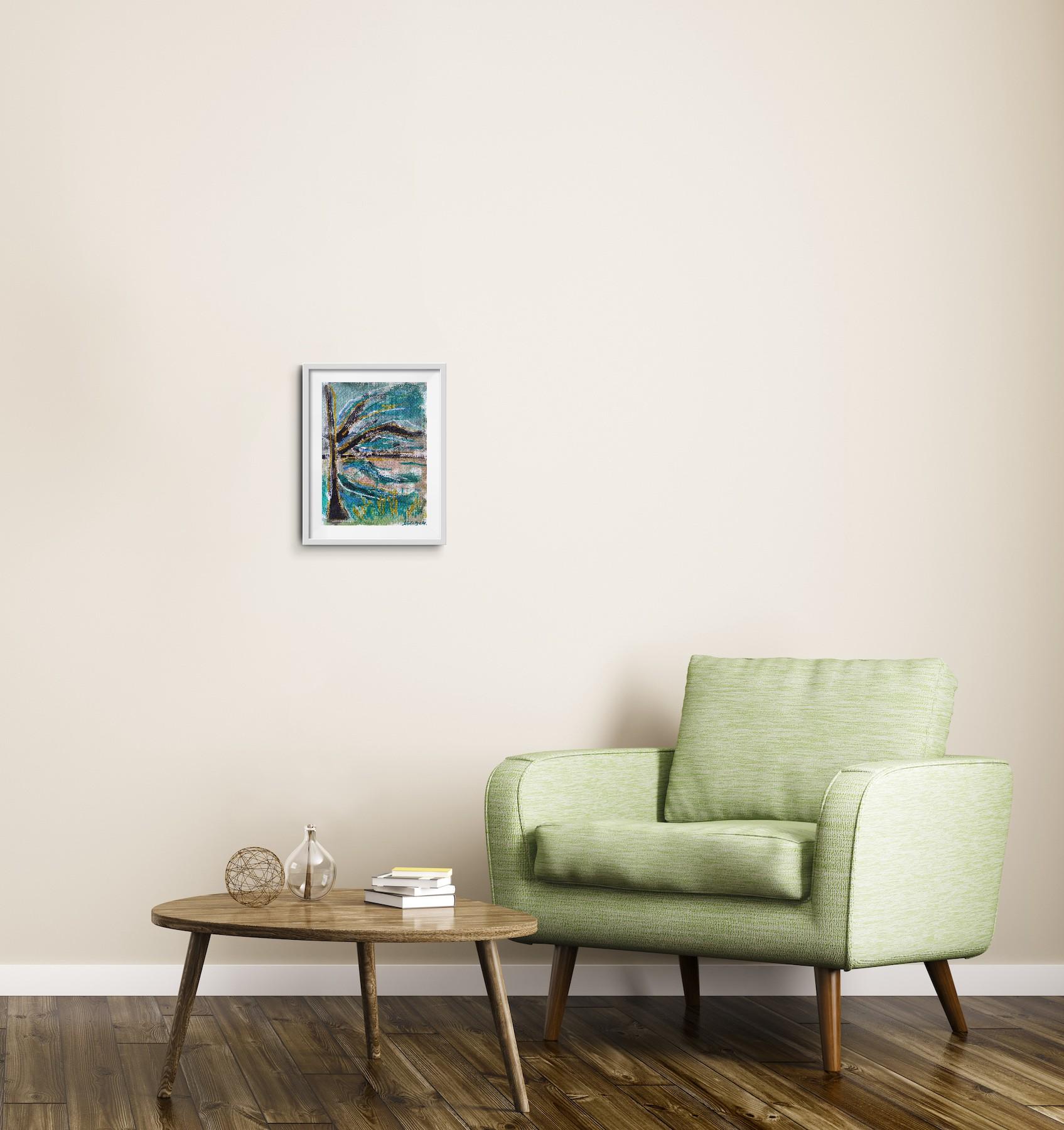 Contemporary abstract expressive nature painting on canvas 