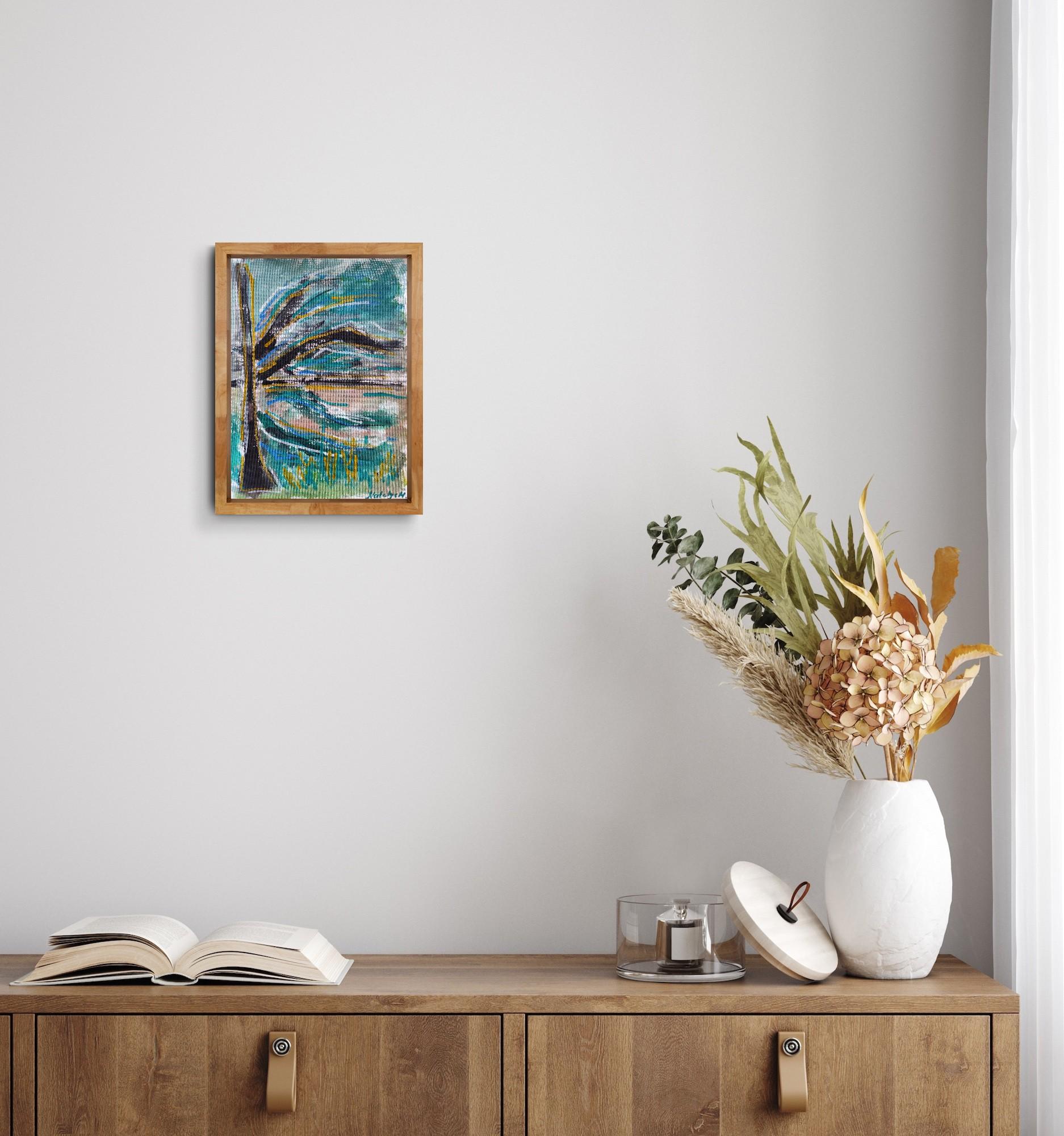 Contemporary abstract expressive nature painting on canvas 