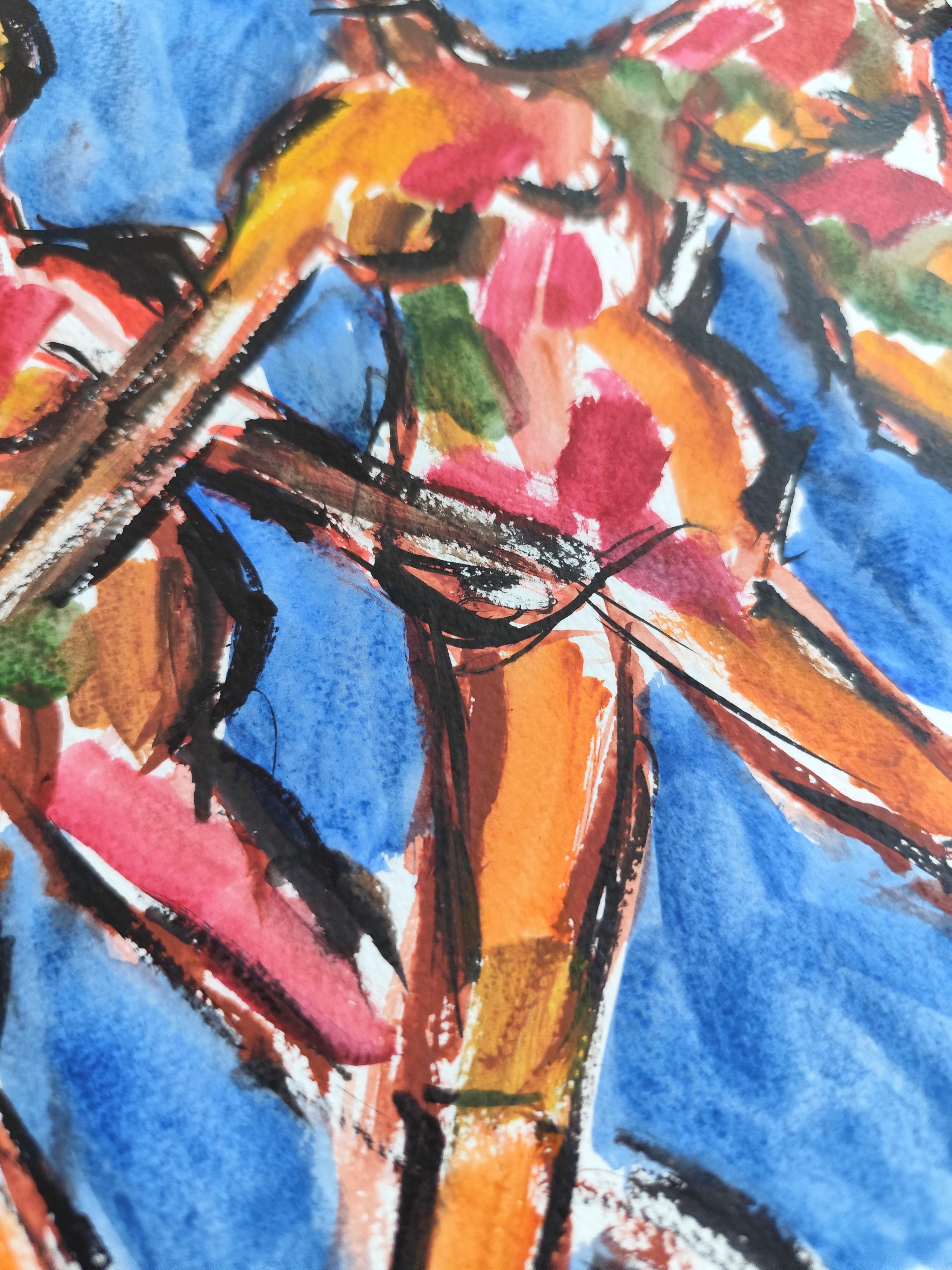 Zeitgenössische abstrakte ausdrucksstarke Aquarellmalerei auf Papier  