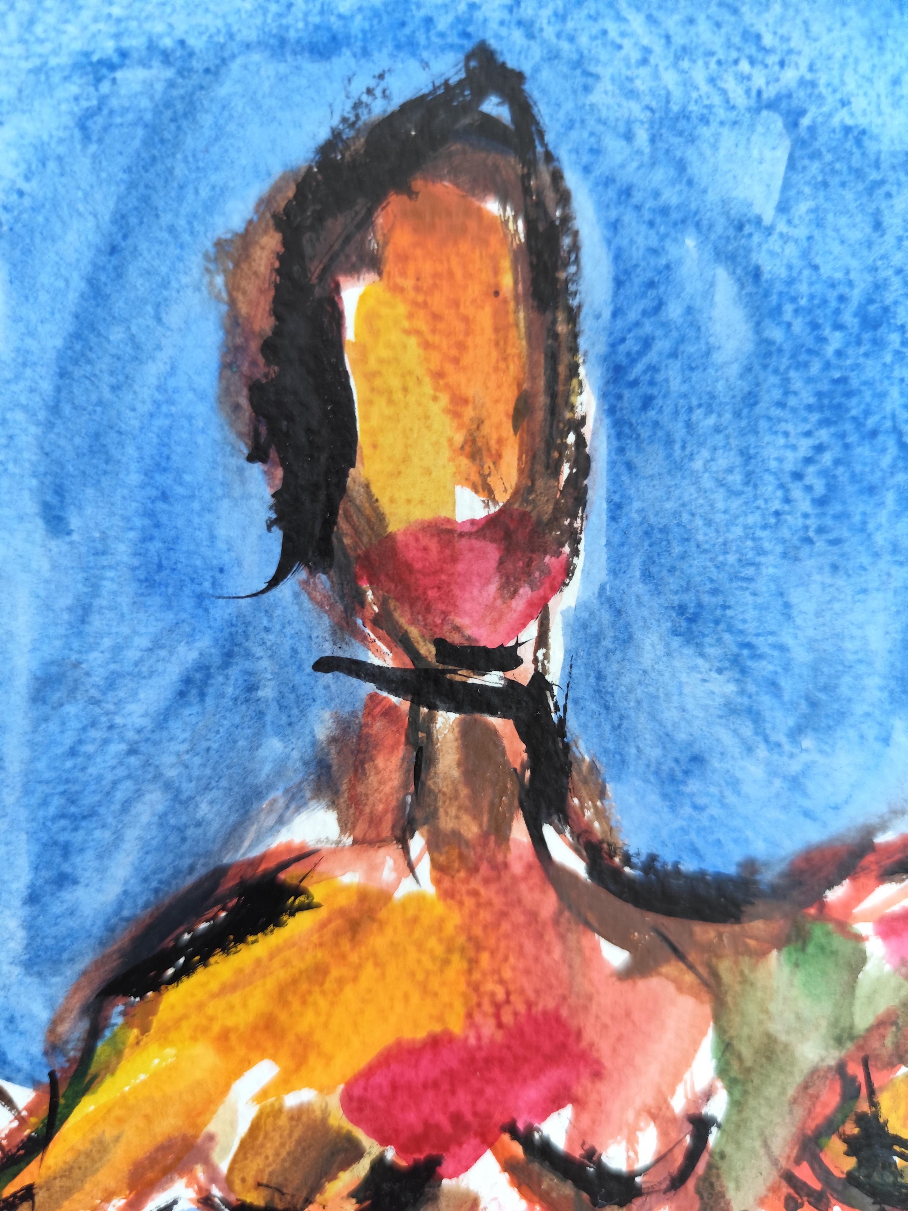 Zeitgenössische abstrakte ausdrucksstarke Aquarellmalerei auf Papier  
