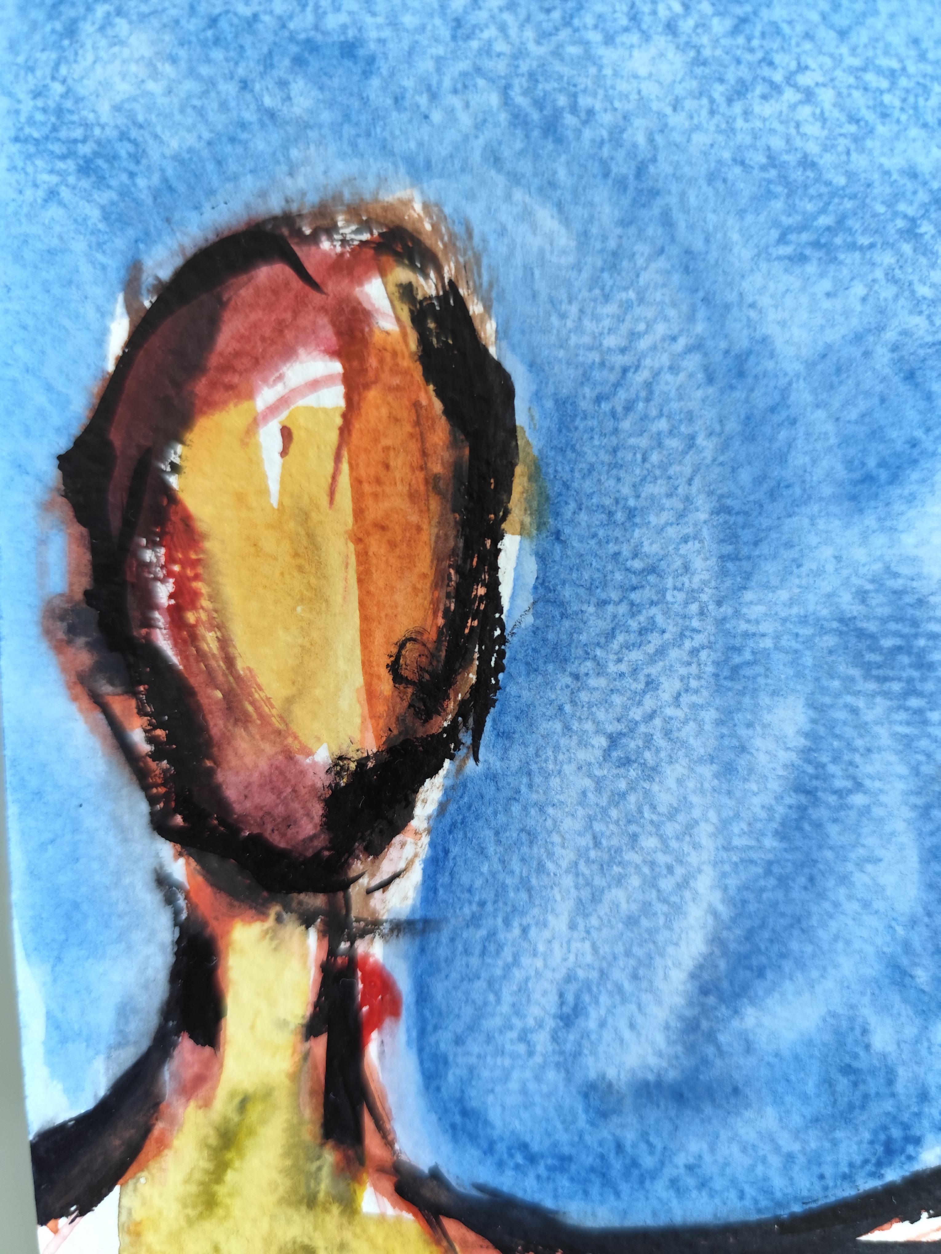 Zeitgenössische abstrakte ausdrucksstarke Aquarellmalerei auf Papier  