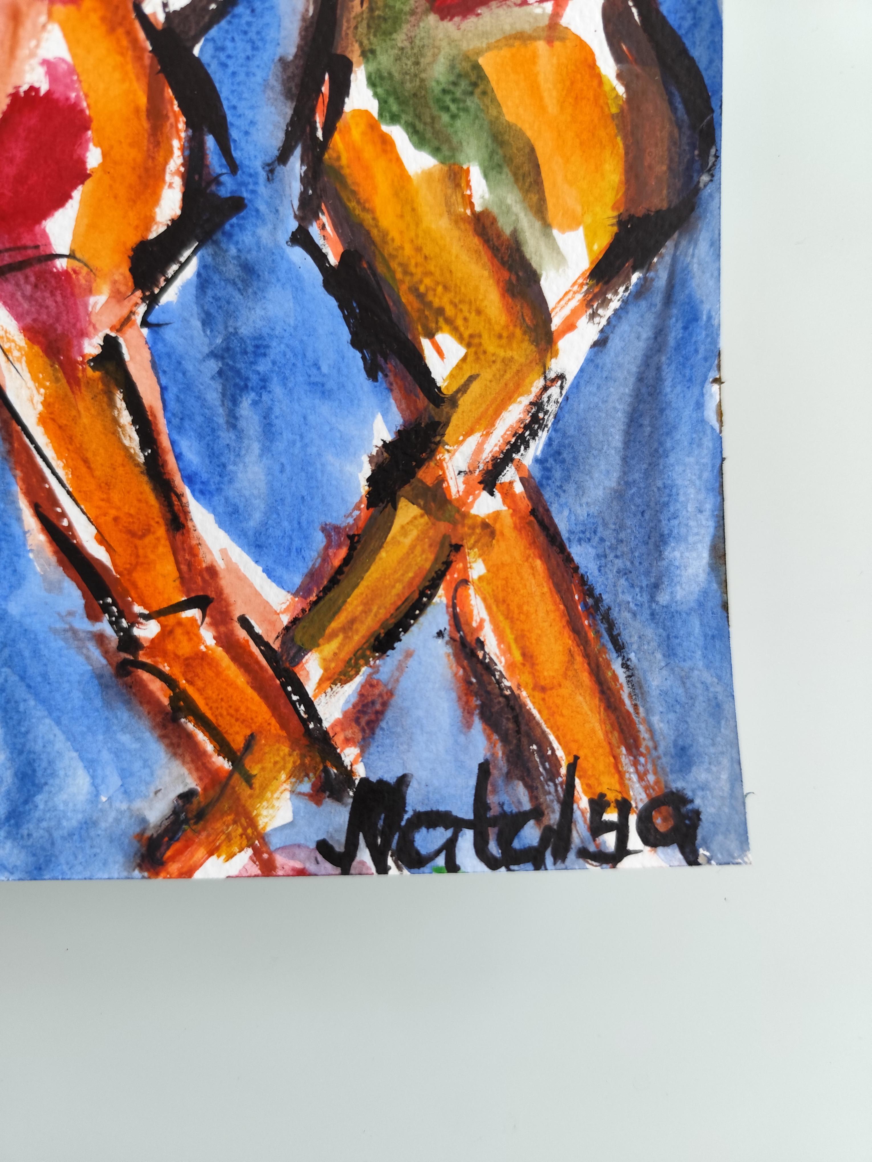 Zeitgenössische abstrakte ausdrucksstarke Aquarellmalerei auf Papier  