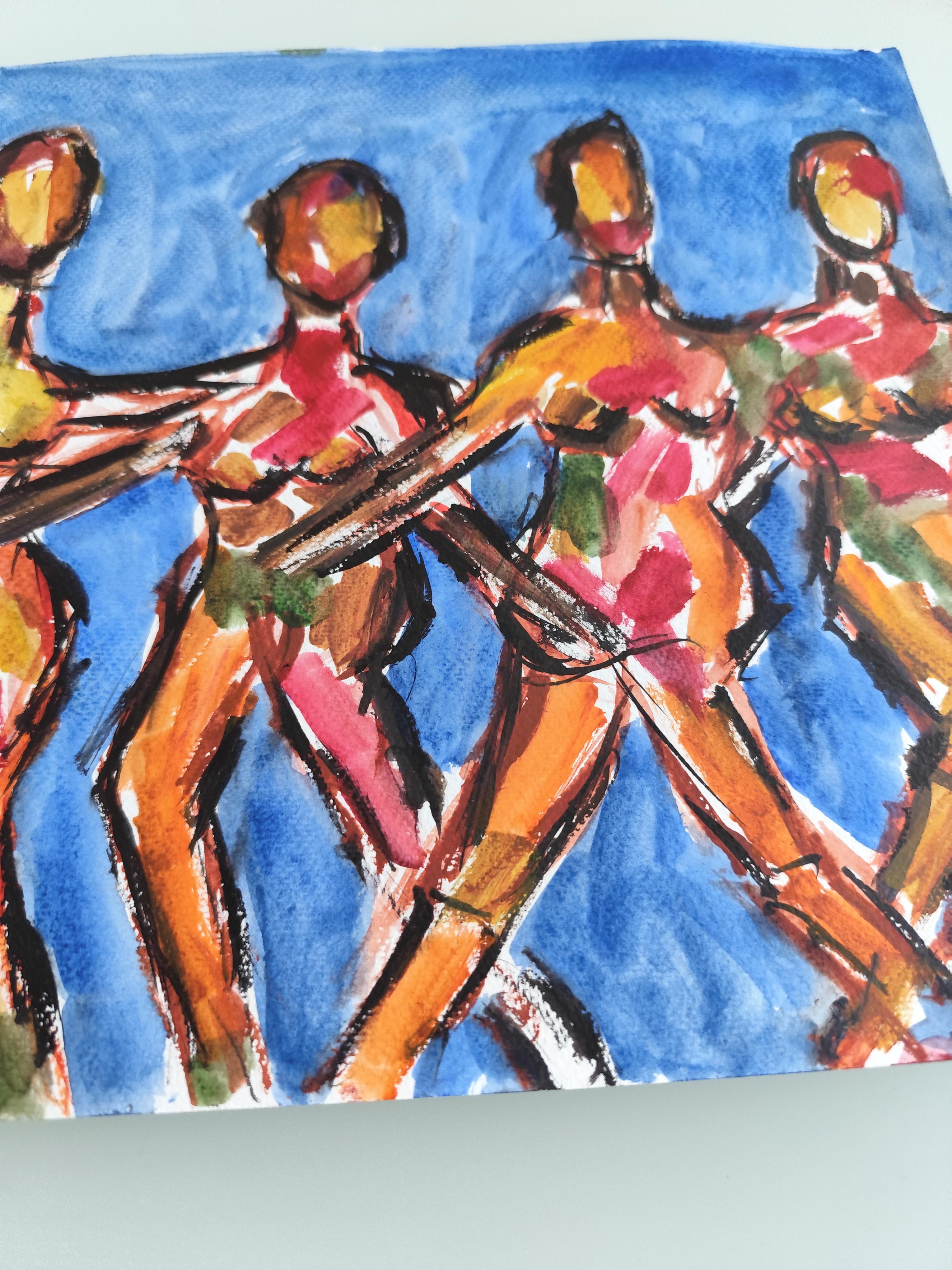 Zeitgenössische abstrakte ausdrucksstarke Aquarellmalerei auf Papier  