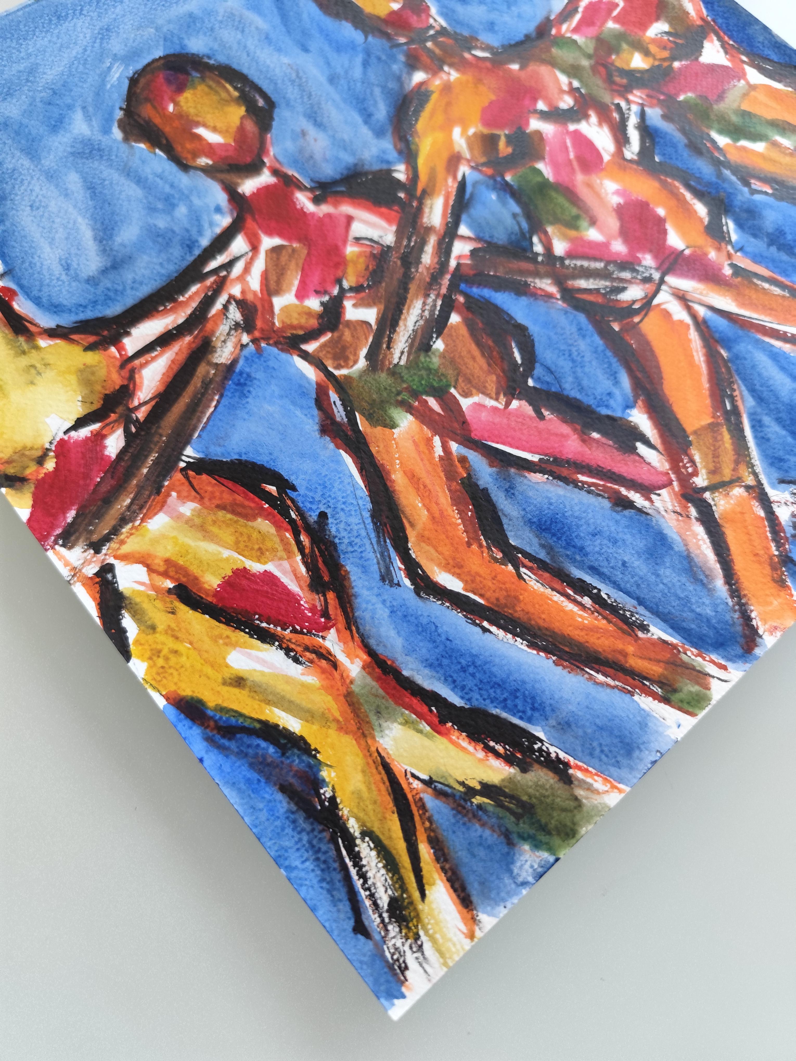 Zeitgenössische abstrakte ausdrucksstarke Aquarellmalerei auf Papier  
