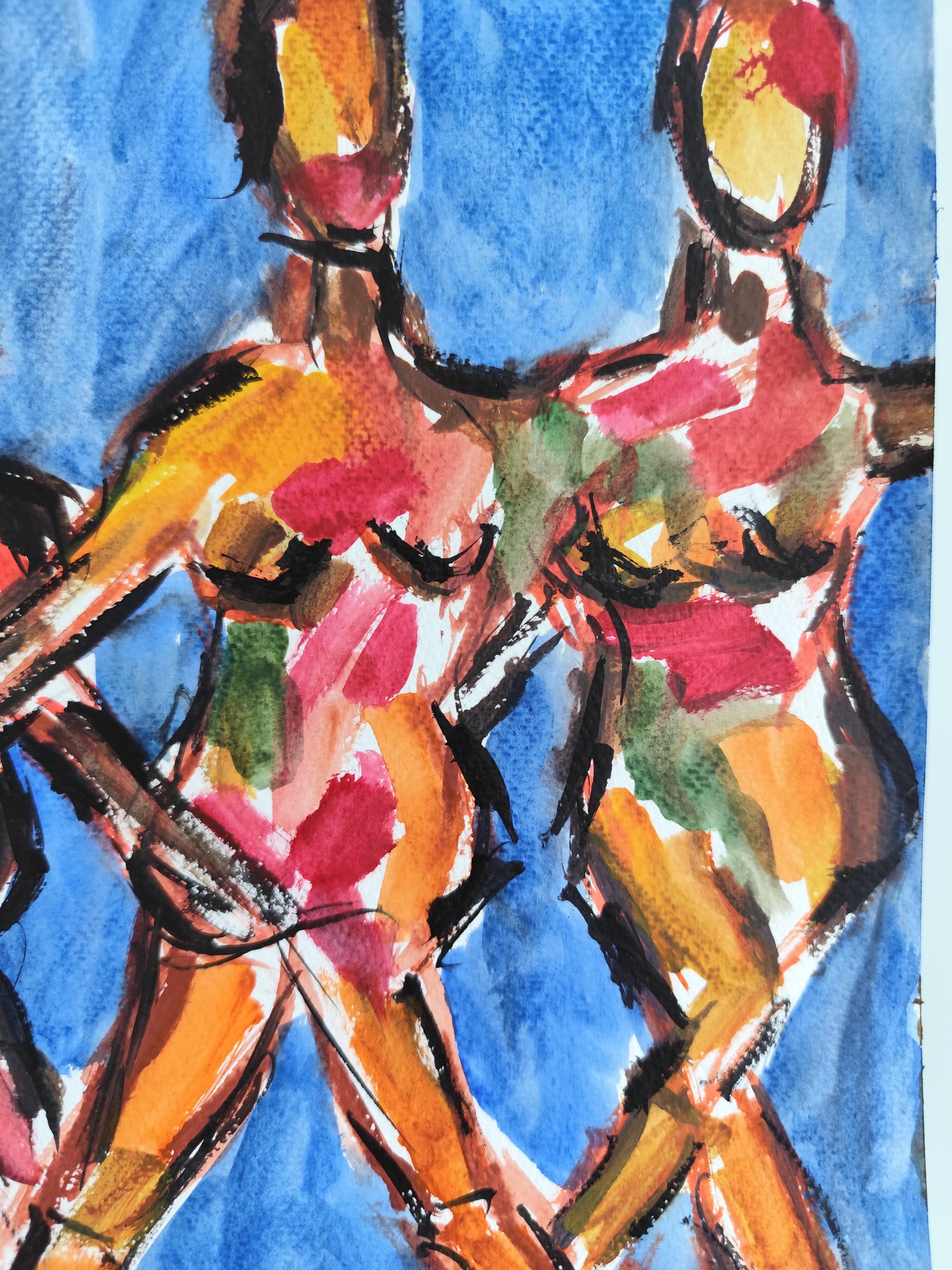 Zeitgenössische abstrakte ausdrucksstarke Aquarellmalerei auf Papier  