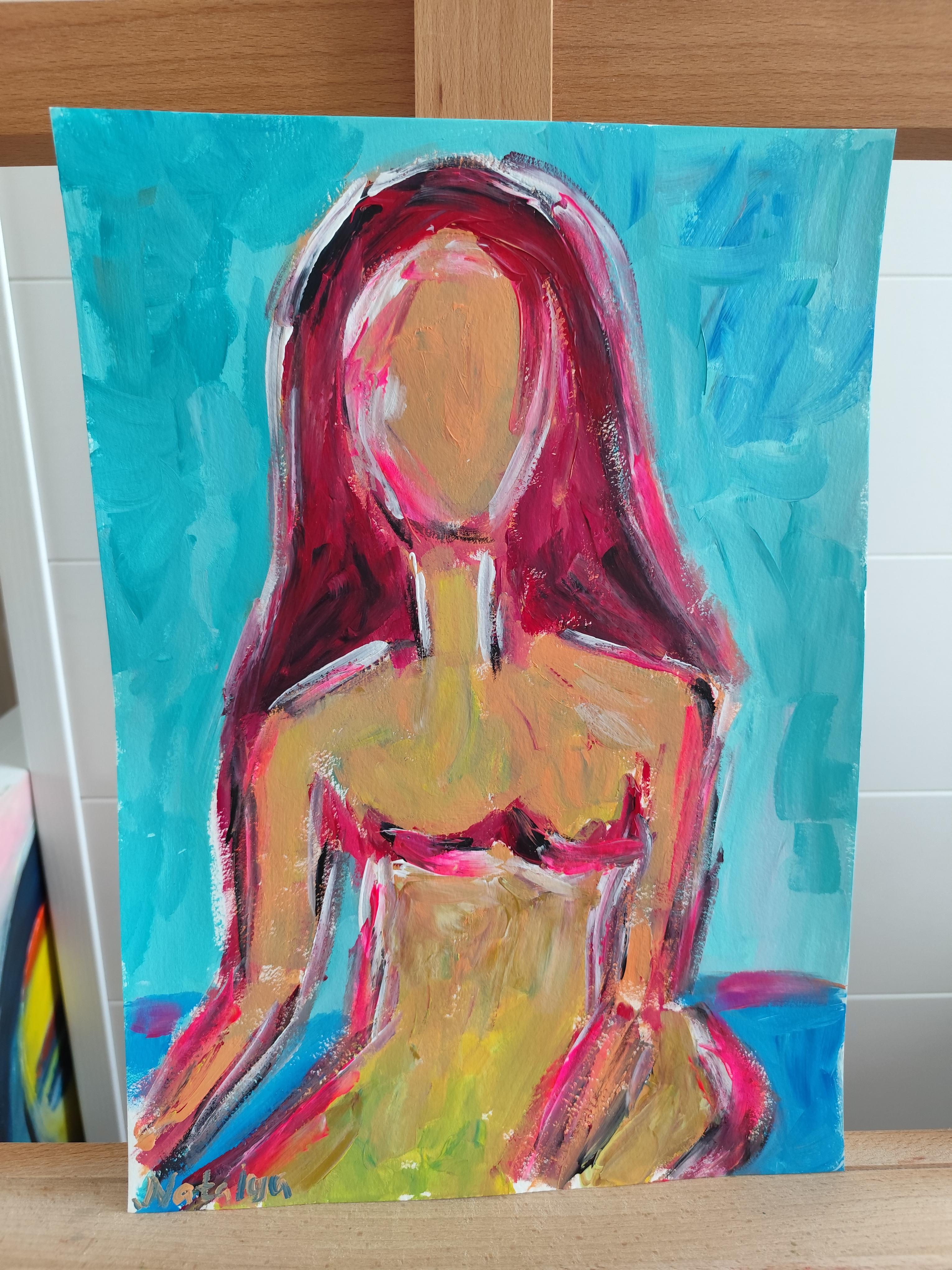 Contemporary abstract expressive woman's figure painting 