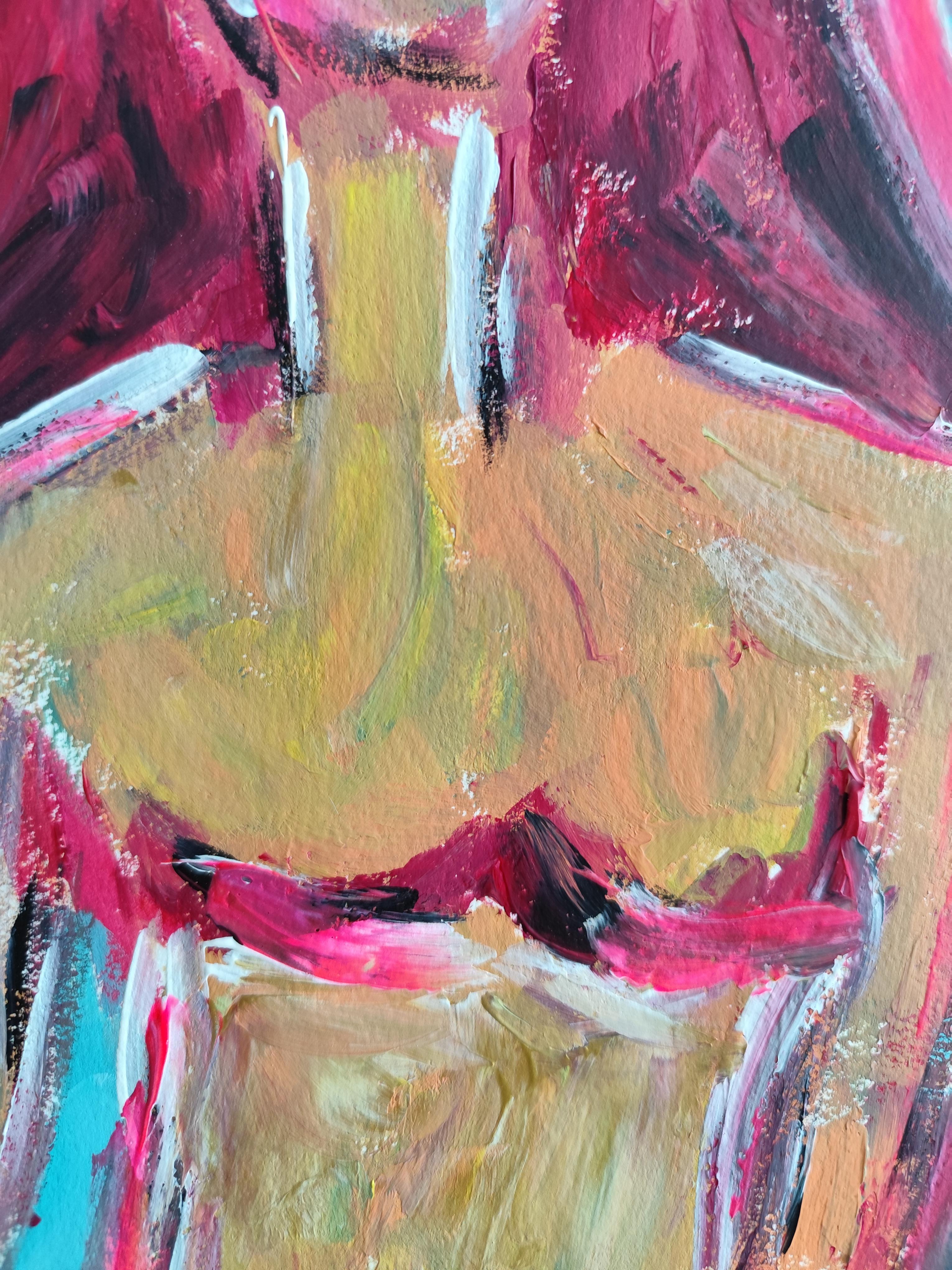 Contemporary abstract expressive woman's figure painting 