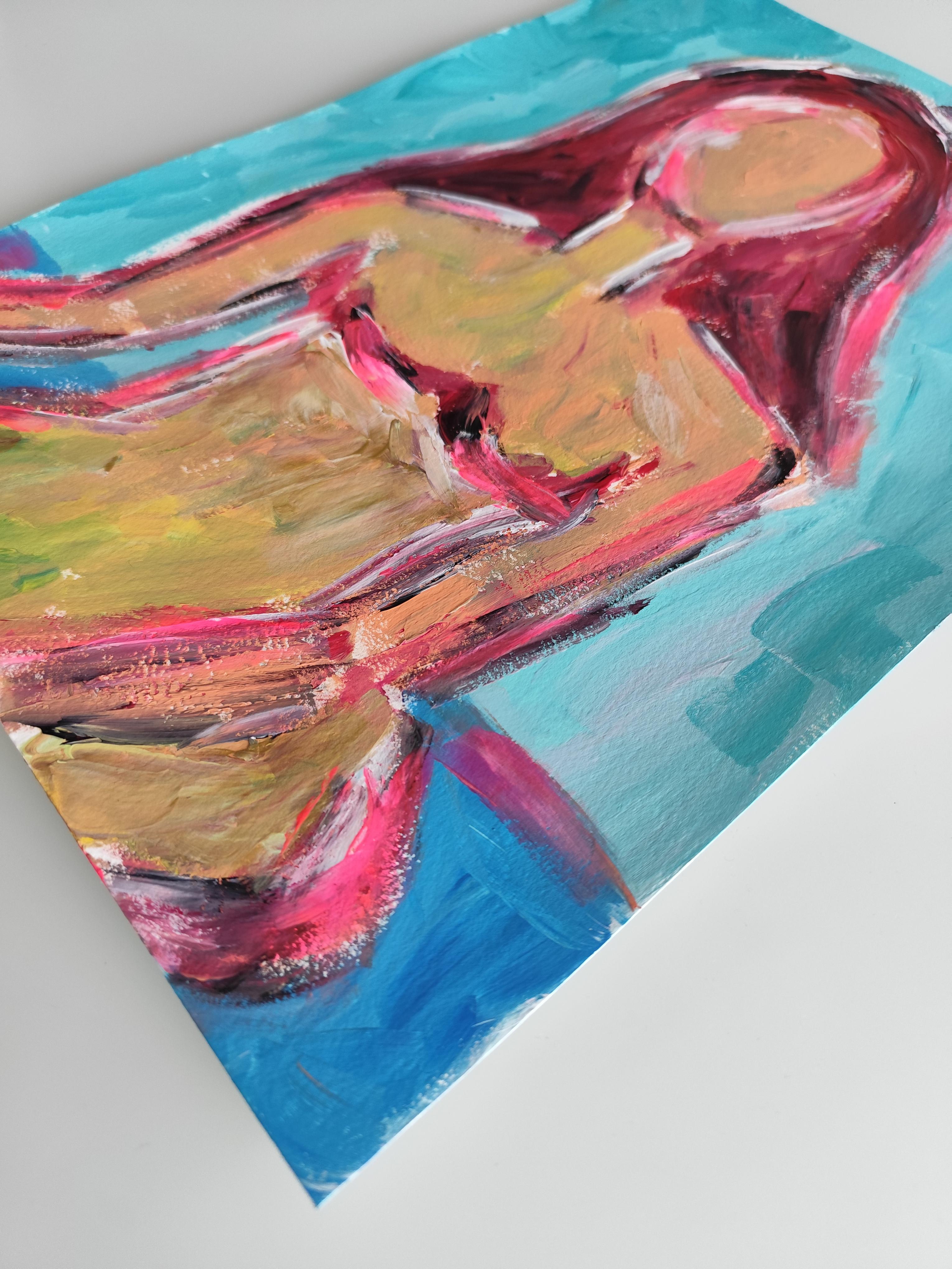 Contemporary abstract expressive woman's figure painting 