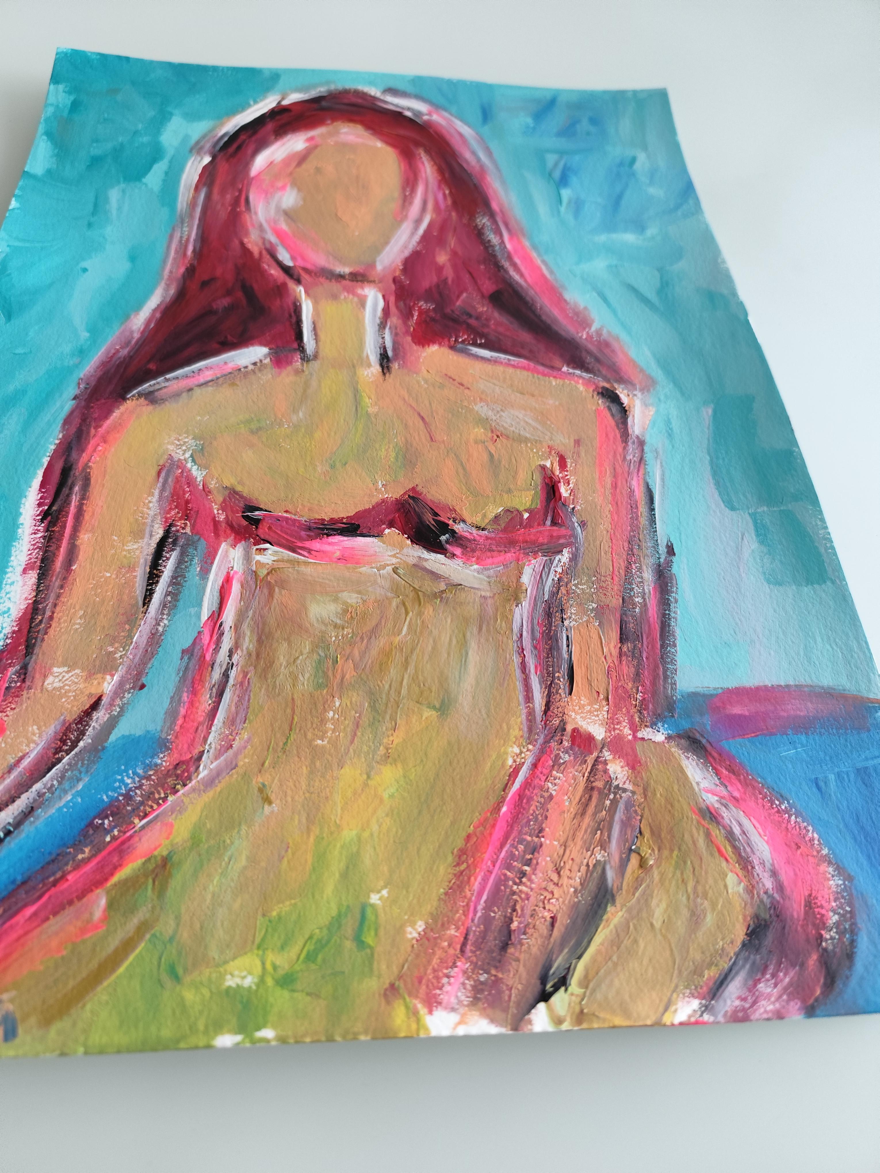 Contemporary abstract expressive woman's figure painting 