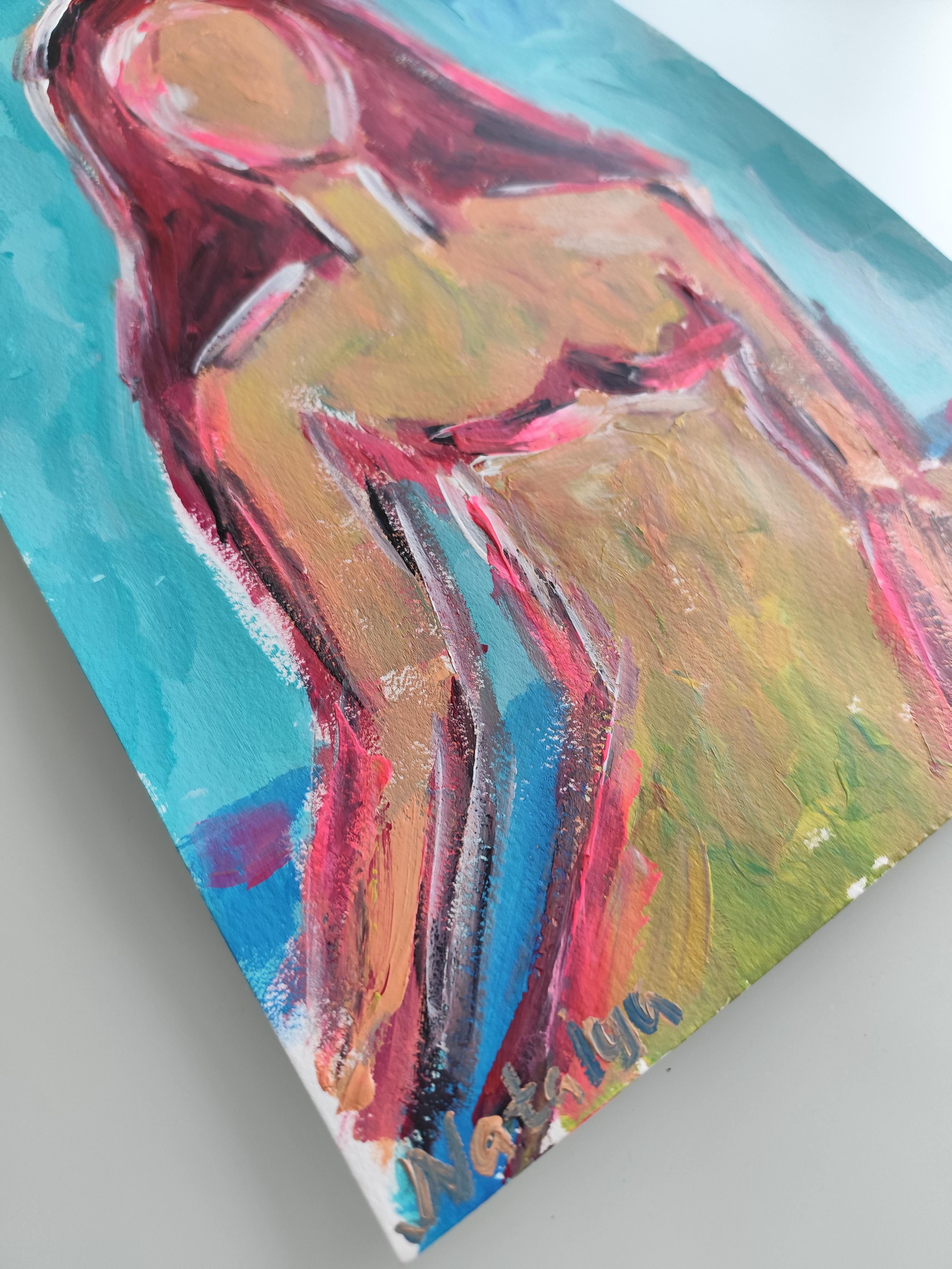Contemporary abstract expressive woman's figure painting 