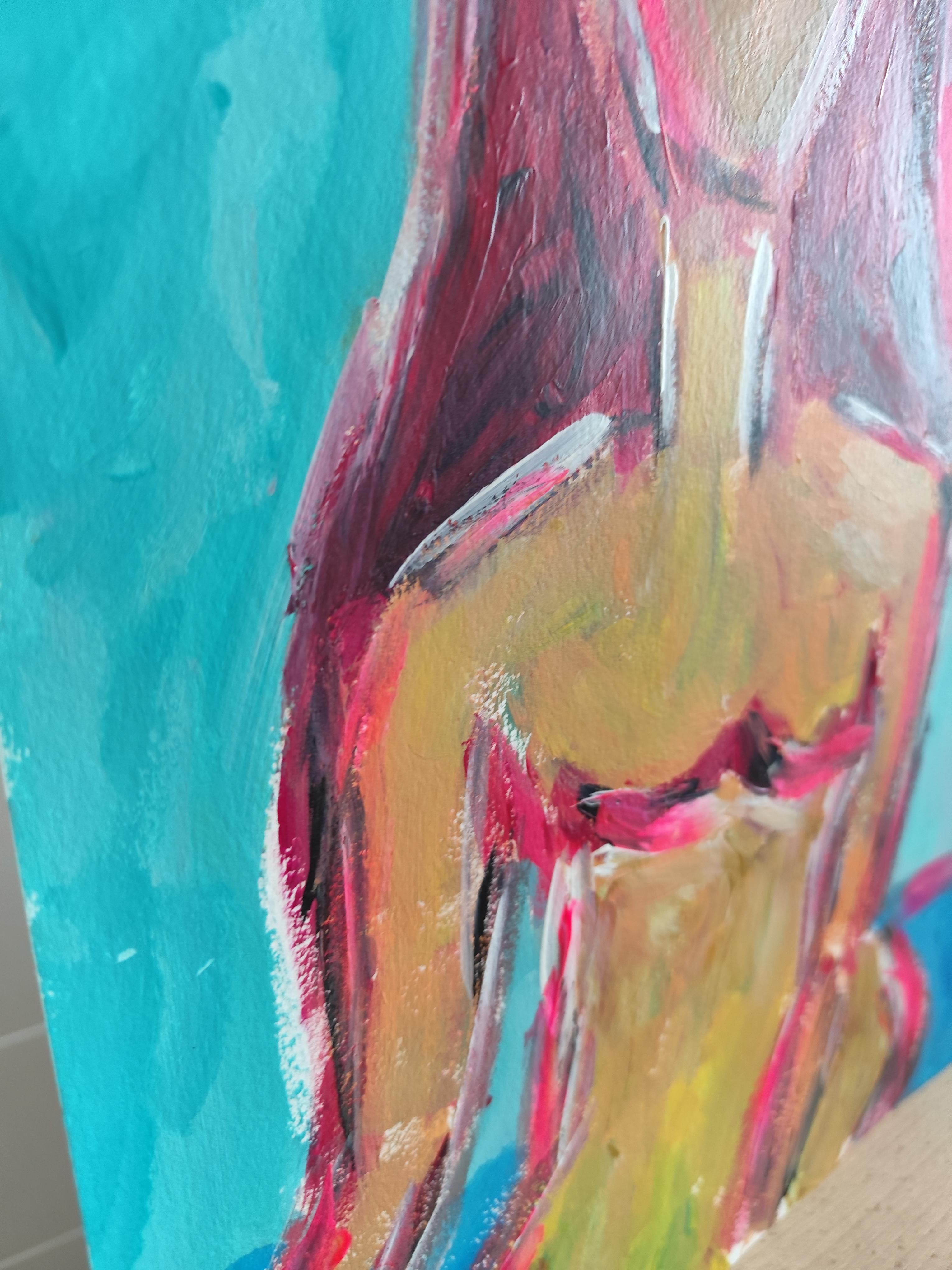 Contemporary abstract expressive woman's figure painting 