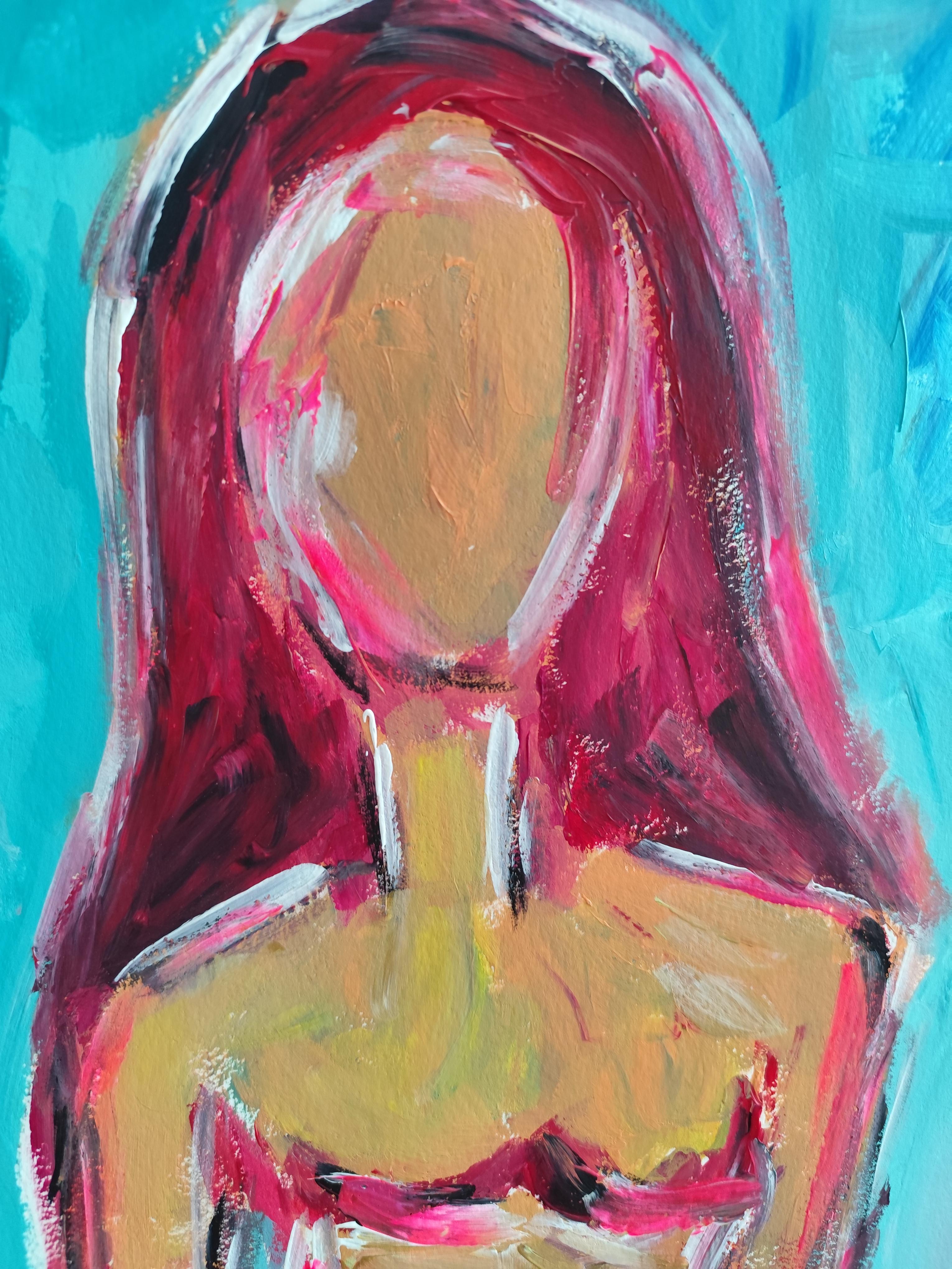 Contemporary abstract expressive woman's figure painting 