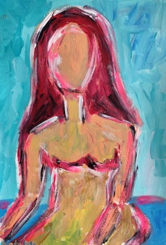 Contemporary abstract expressive woman's figure painting "Fierce Identity"