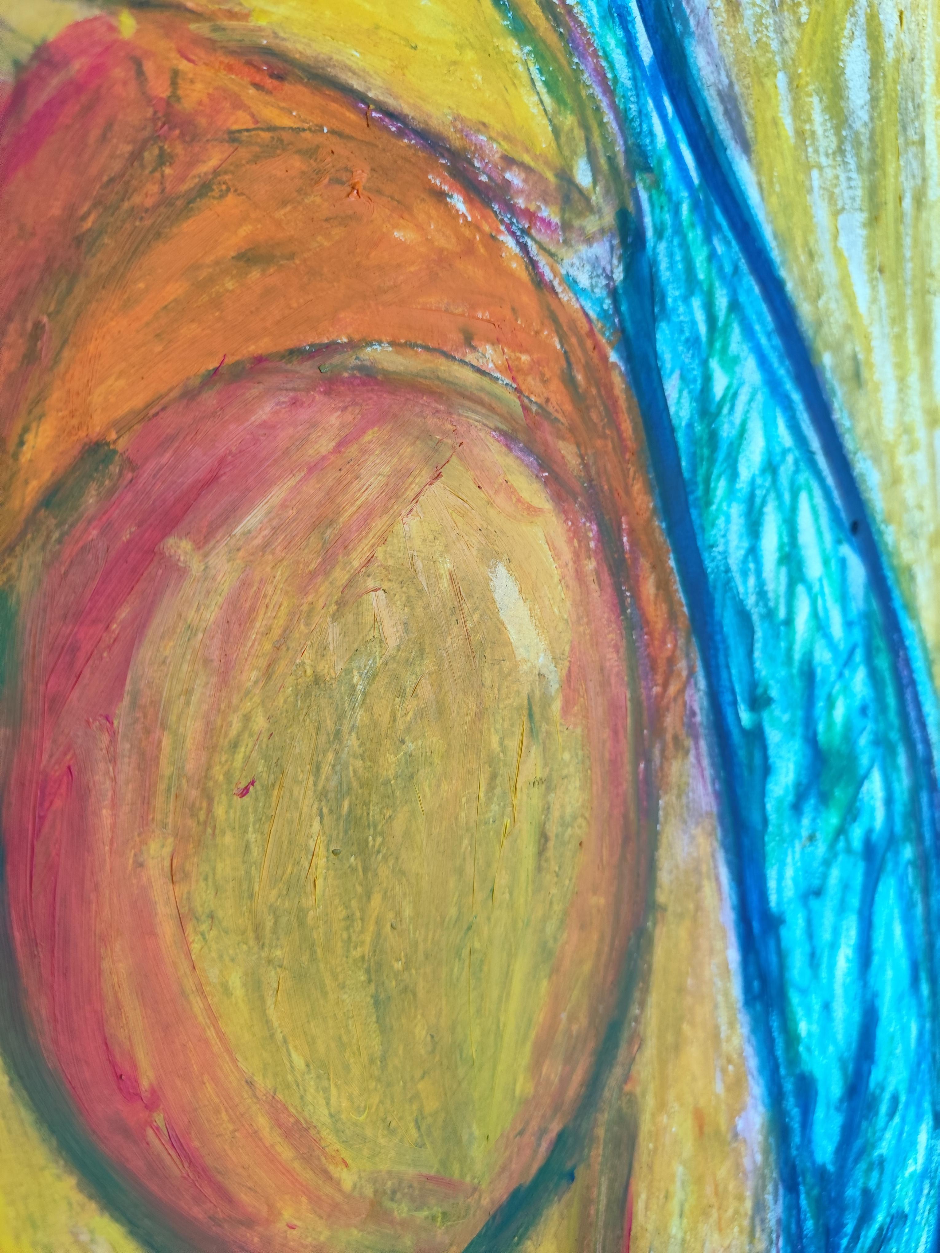 Retrato expresivo abstracto contemporáneo de mujer sobre papel 