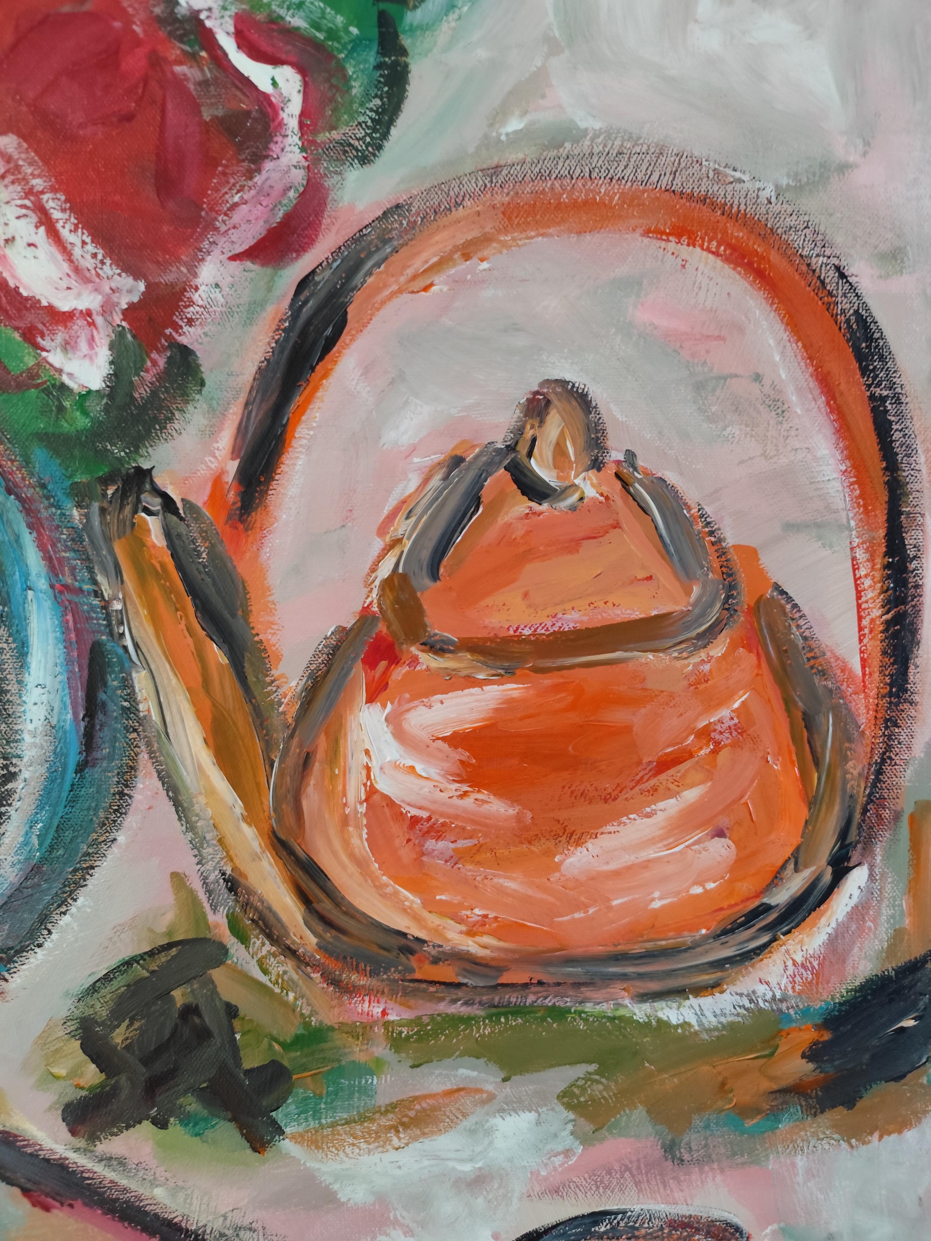 Zeitgenössisches abstraktes fauvistisches Blumenstillleben 