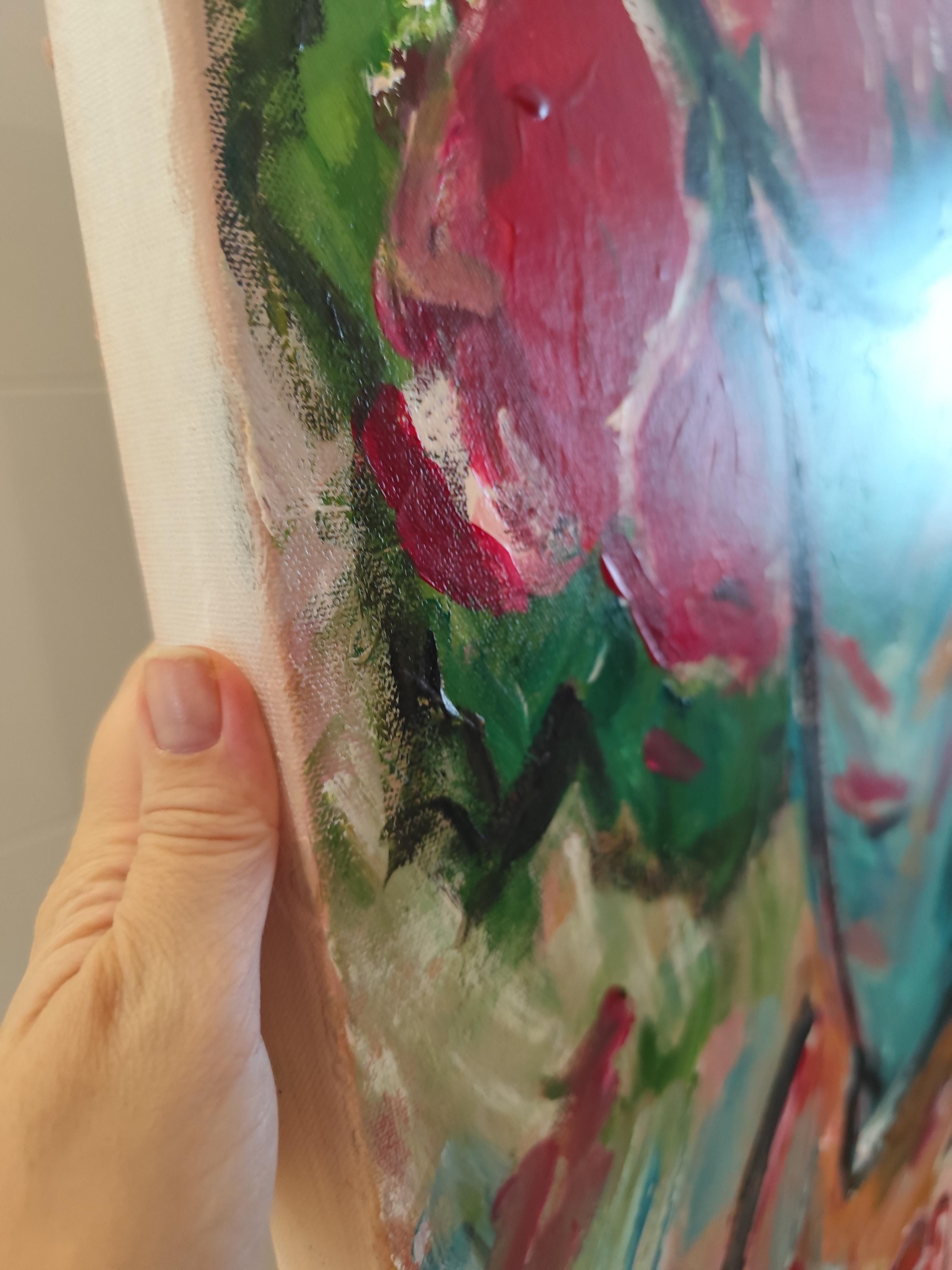 Zeitgenössisches abstraktes fauvistisches Blumenstillleben 