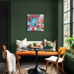 Zeitgenössisches abstraktes fauvistisches Blumenstillleben "Summer Garden Bloom"