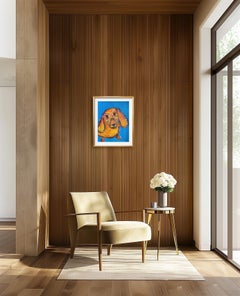 Contemporary abstract figurative dog's portrait on paper "Funny fellow", 2010 +