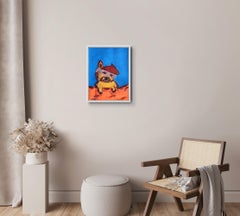 Contemporary abstract figurative painting of a dog (bulldog) "Little Confident"