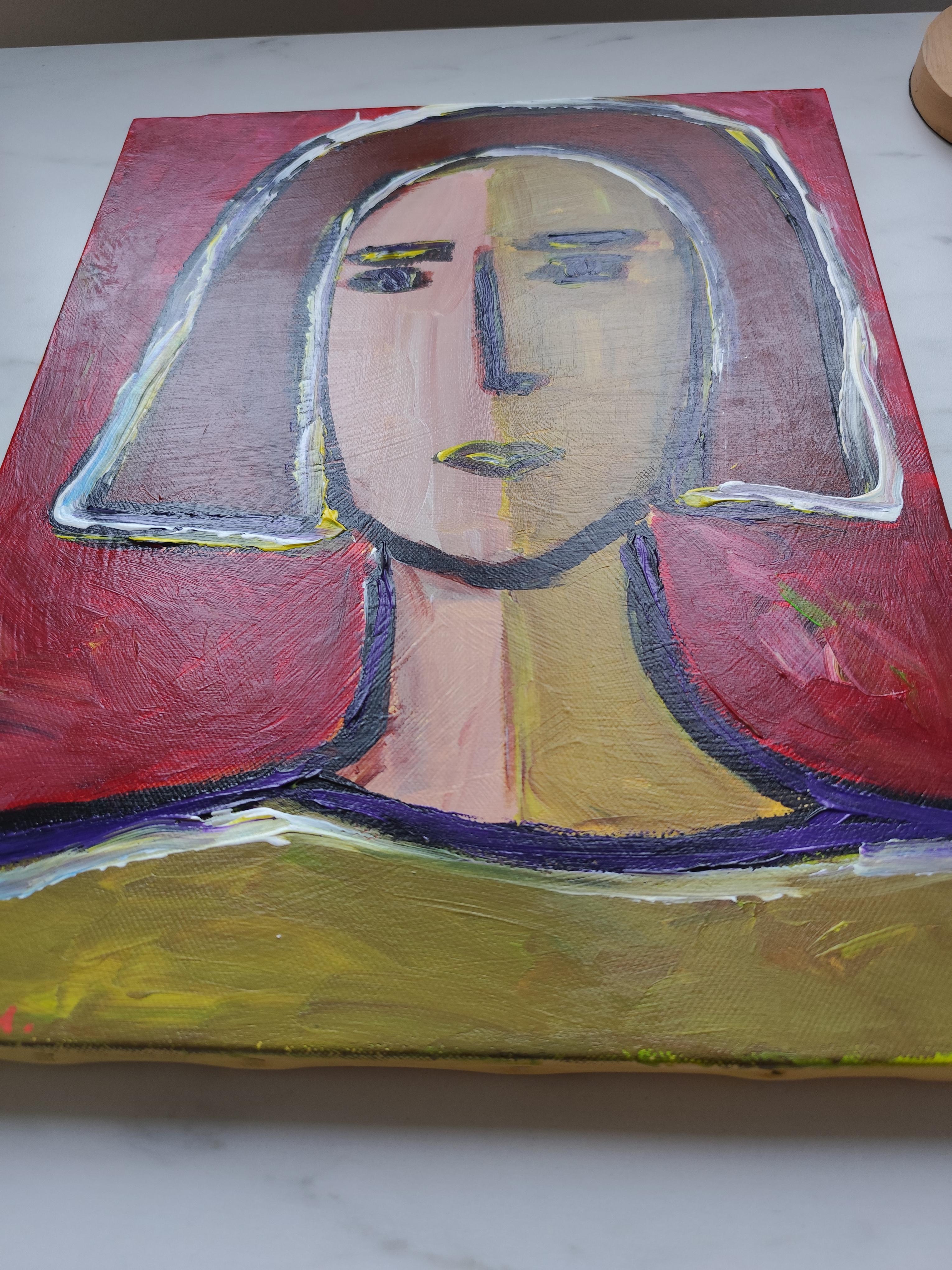Contemporary Abstract Figurative Painting  of woman's portrait 