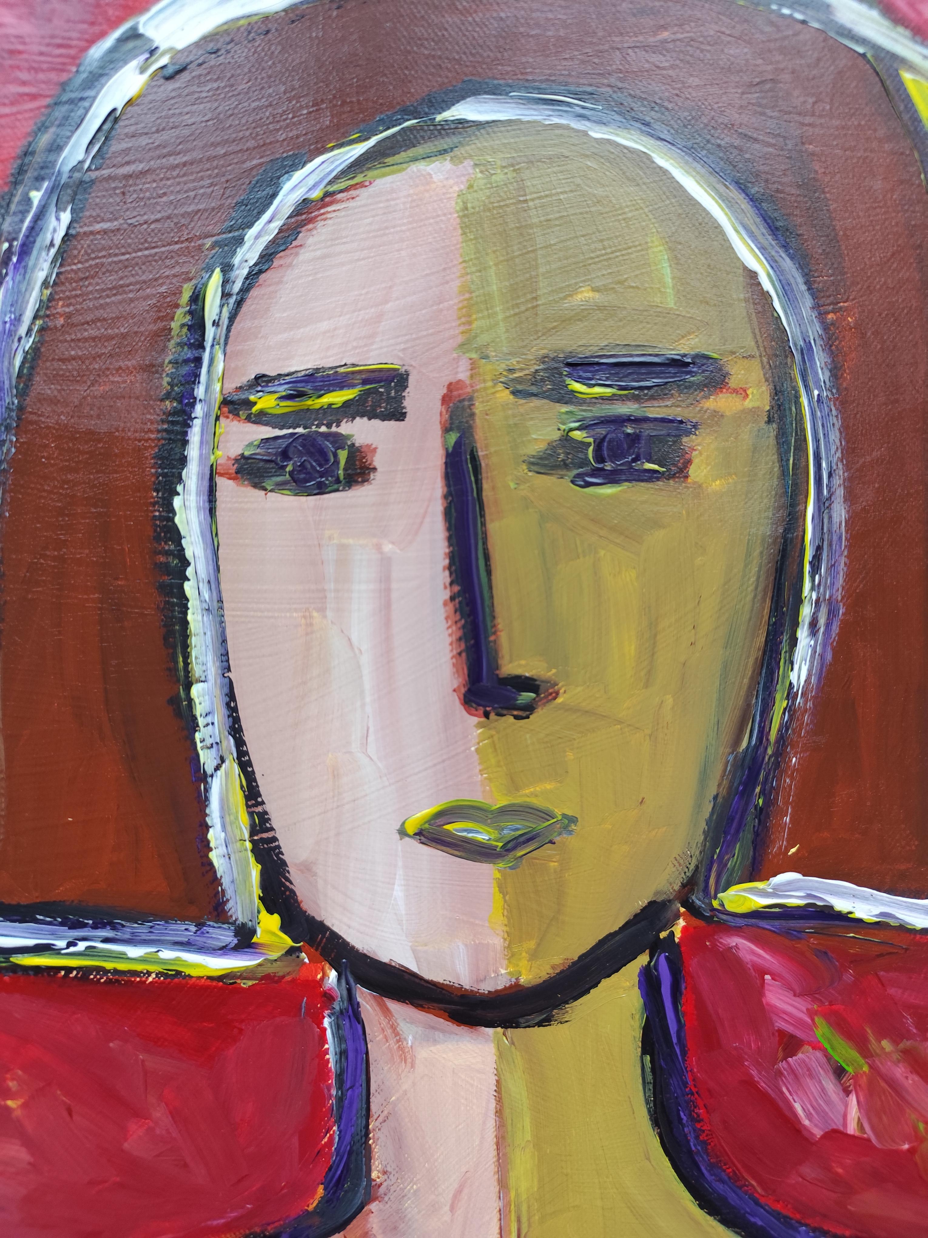 Contemporary Abstract Figurative Painting  of woman's portrait 