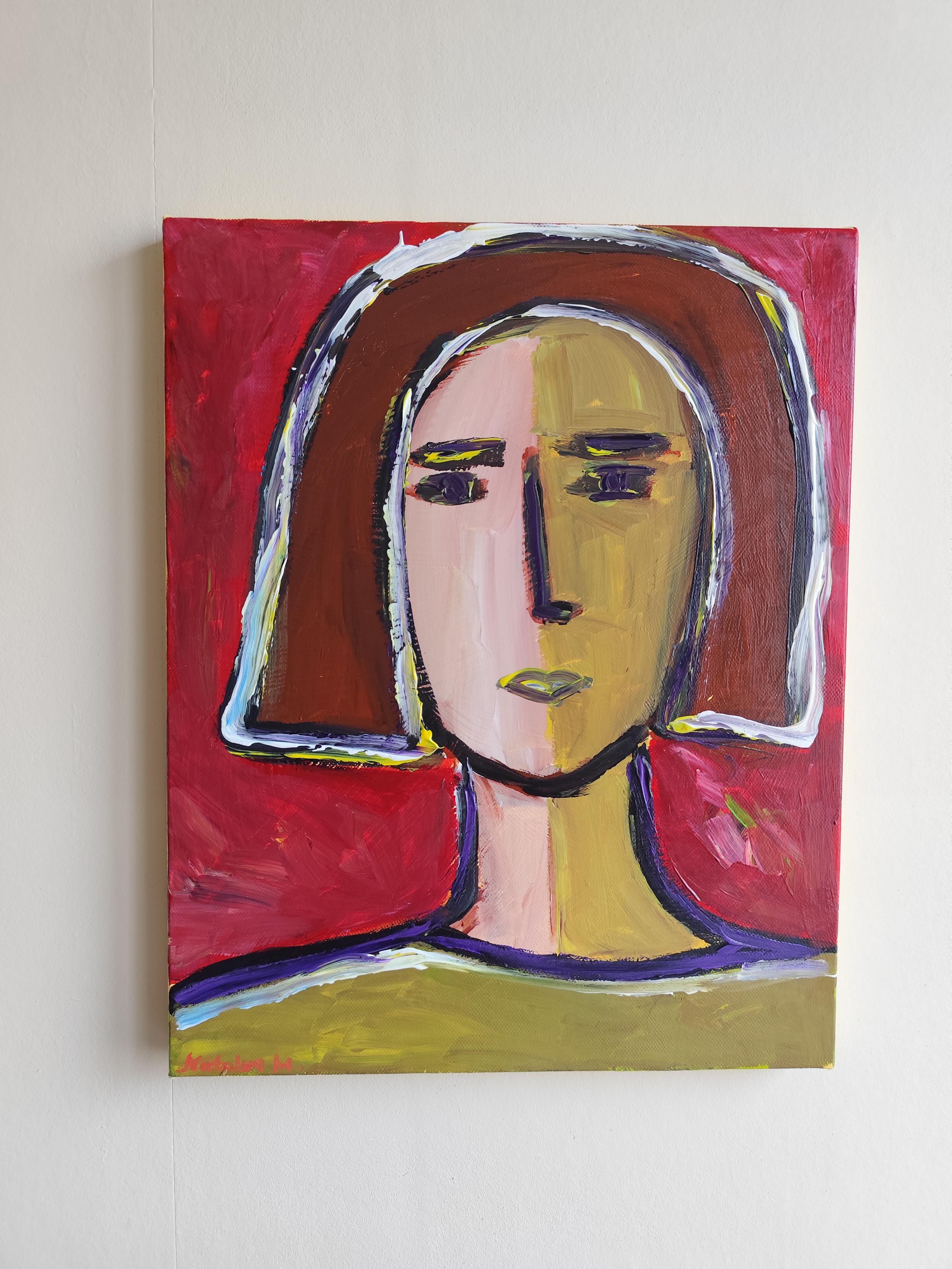 Contemporary Abstract Figurative Painting  of woman's portrait 