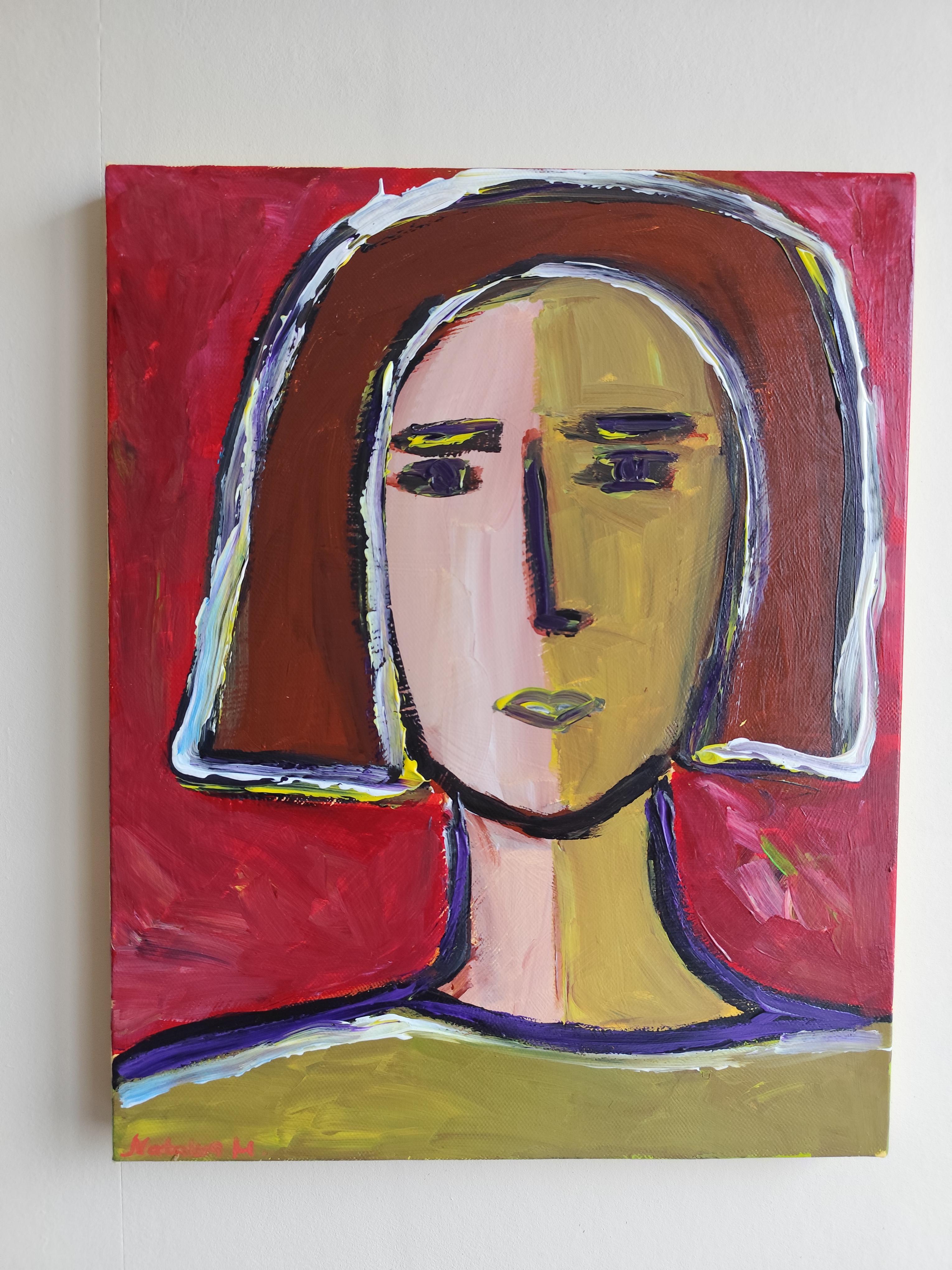 Contemporary Abstract Figurative Painting  of woman's portrait 
