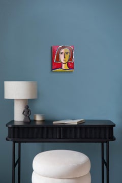 Contemporary Abstract Figurative Painting  of woman's portrait "Silent core"