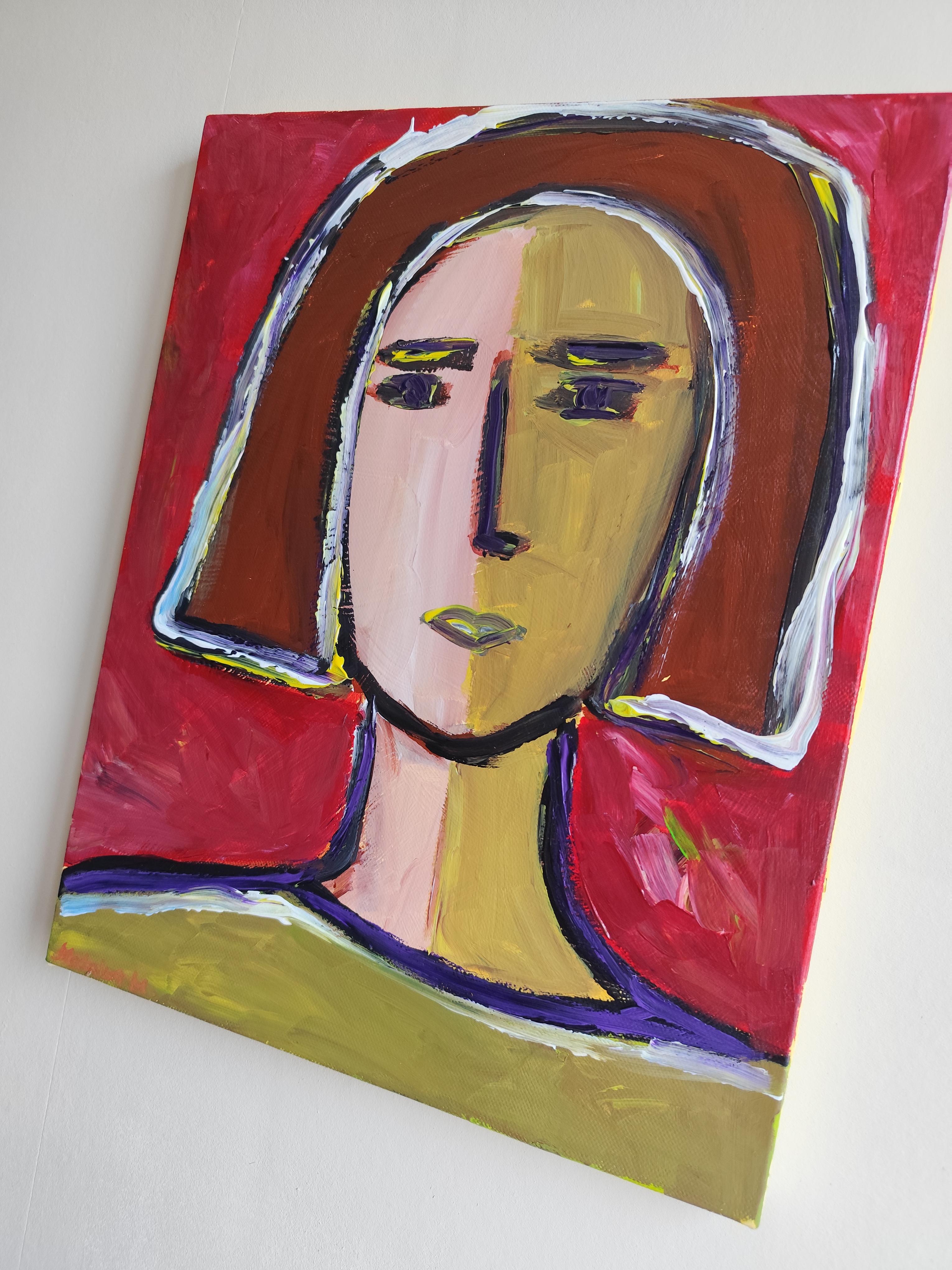 Contemporary Abstract Figurative Painting  of woman's portrait 
