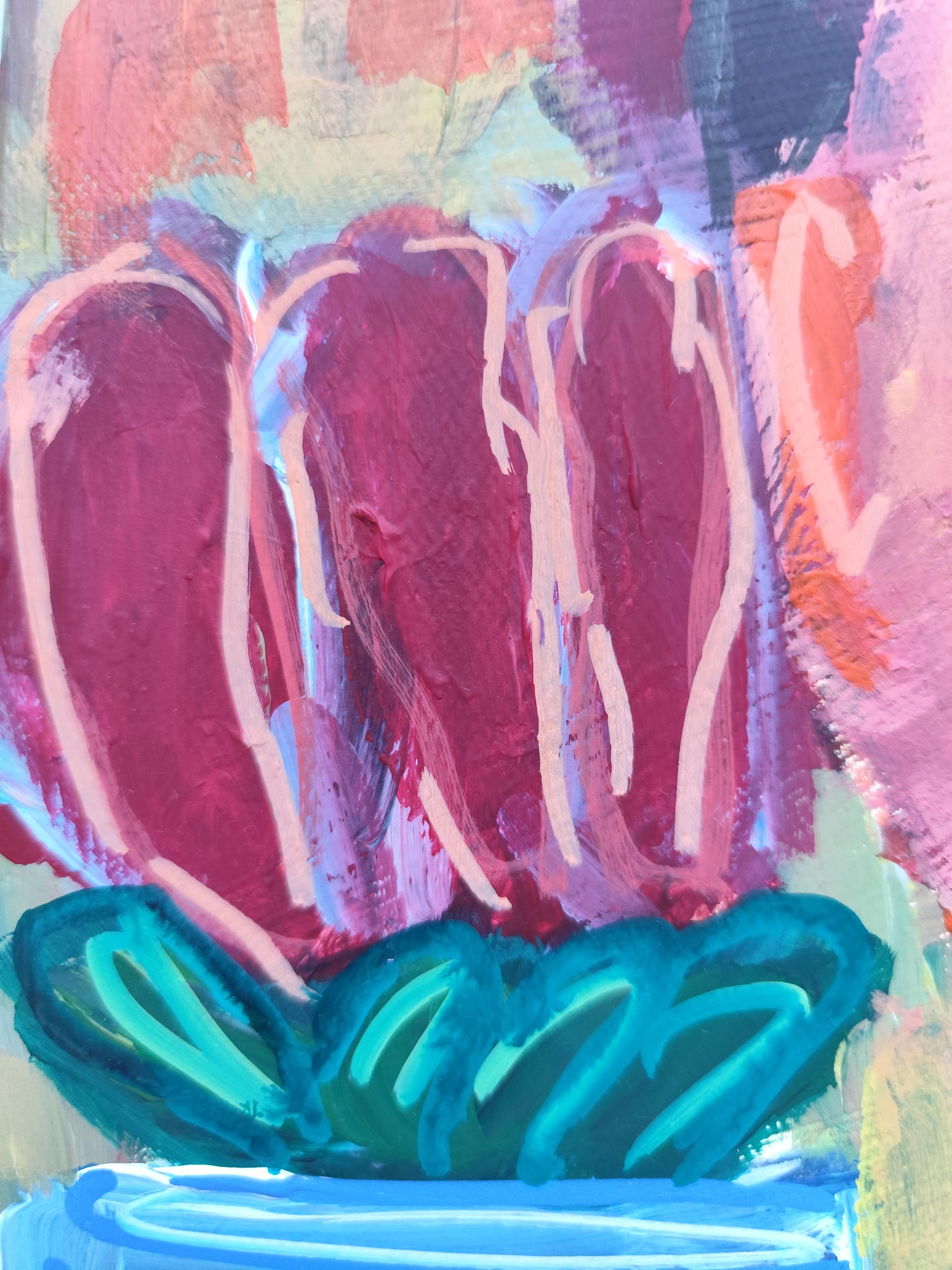 Zeitgenössische abstrakte figurative Malerei  eines Frauenporträts *Woman Blossom 