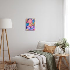 Pittura figurativa astratta contemporanea del ritratto di donna *Donna in fiore "