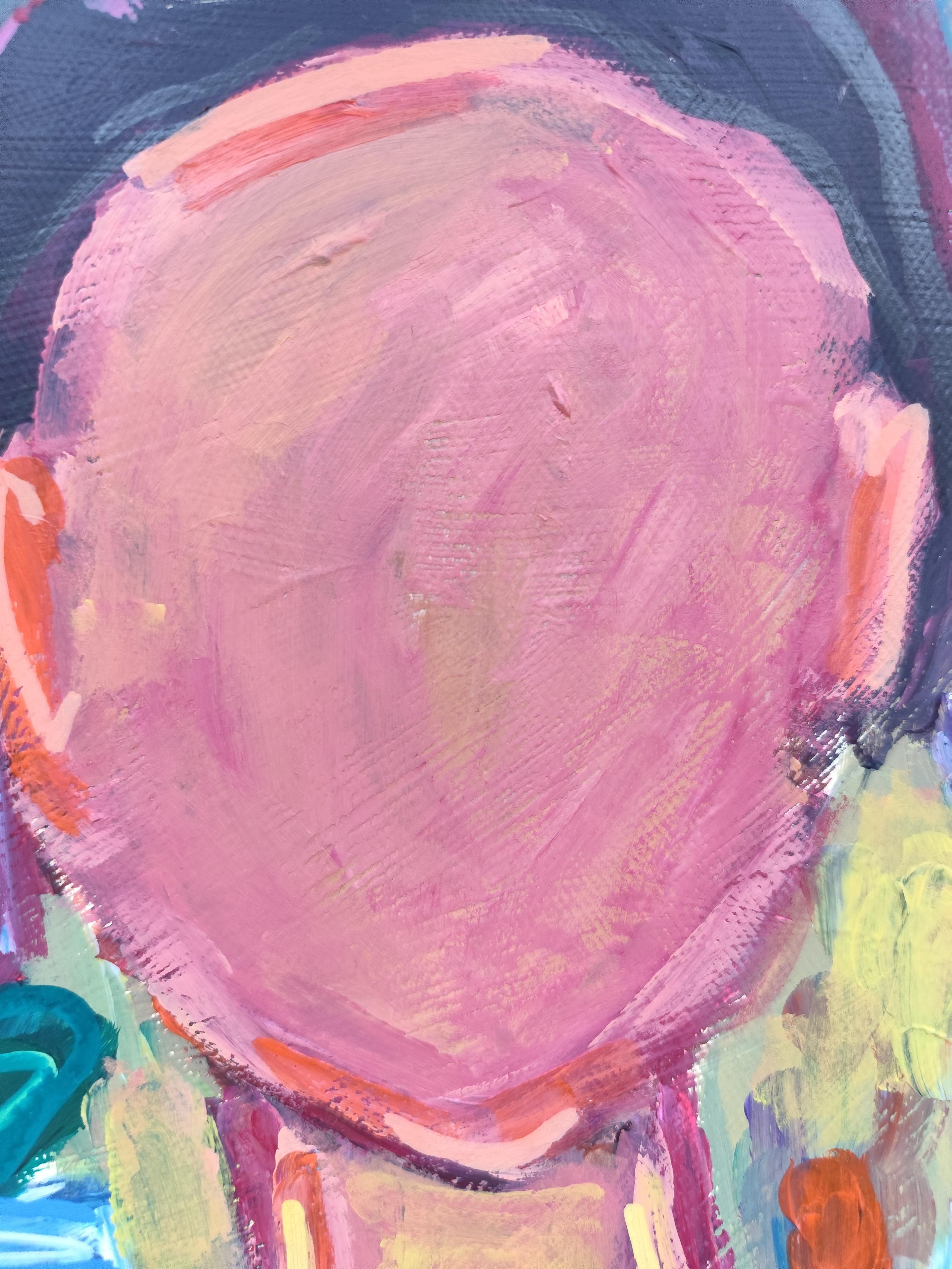 Zeitgenössische abstrakte figurative Malerei  eines Frauenporträts *Woman Blossom 