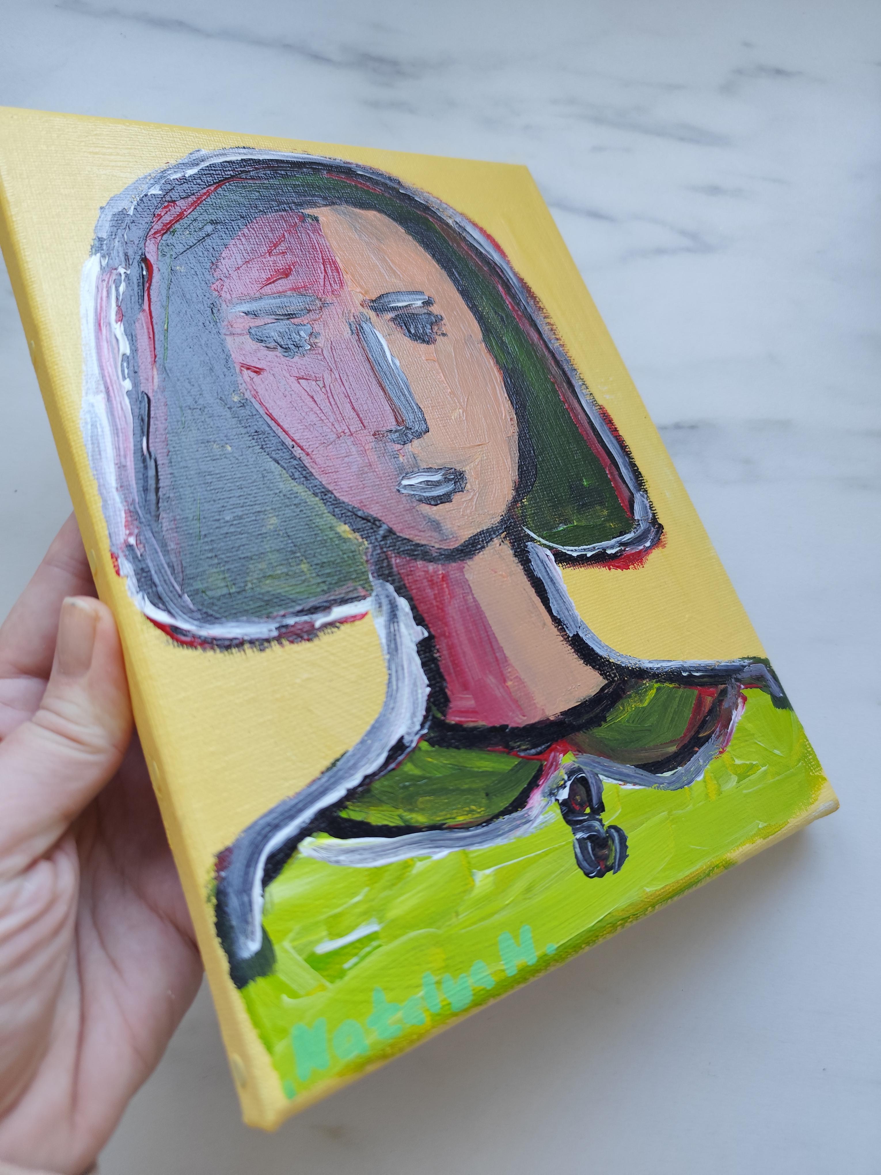 Contemporary Abstract Figurative Painting Small Format Art 