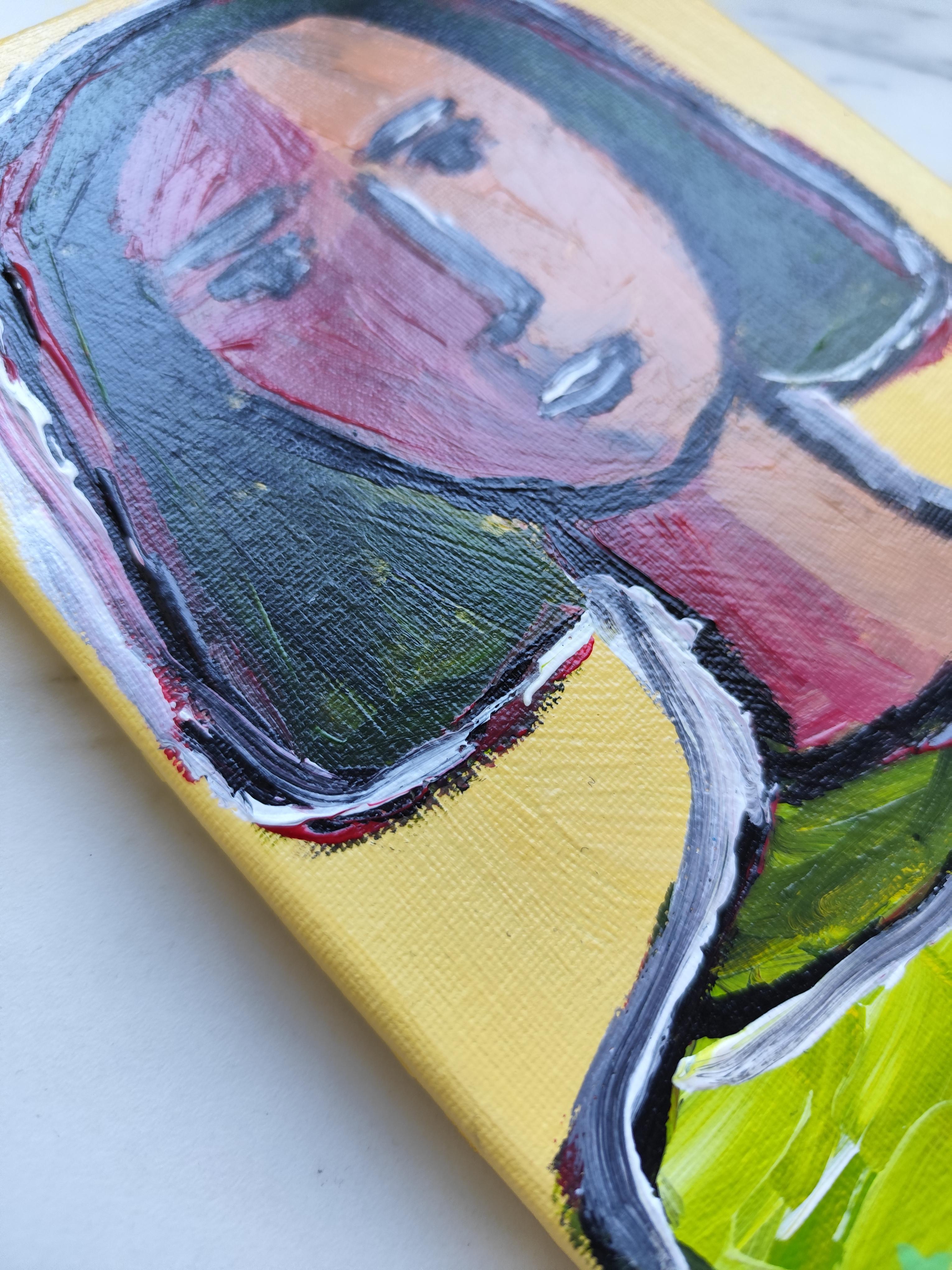 Contemporary Abstract Figurative Painting Small Format Art 