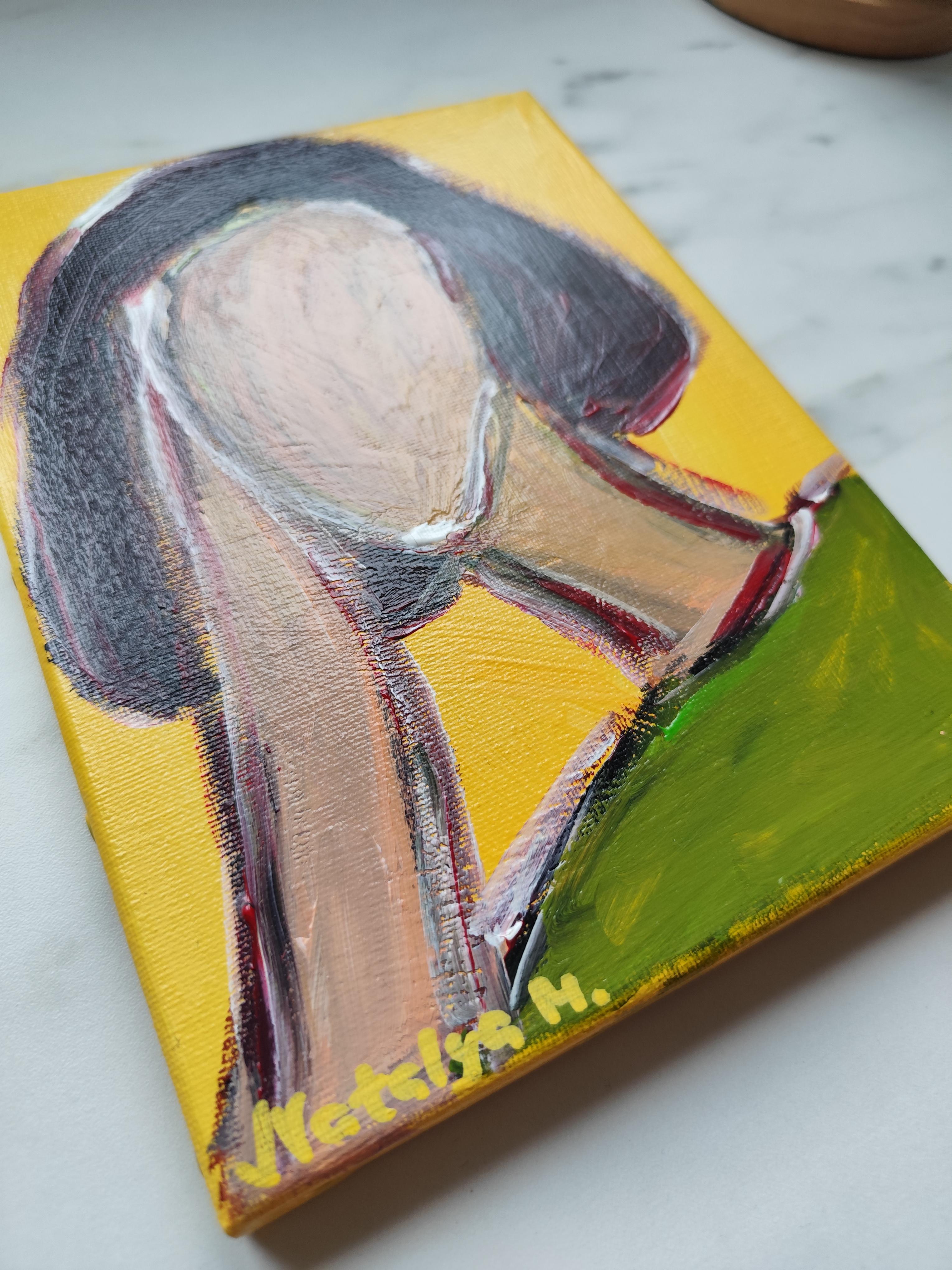 Contemporary Abstract Figurative Painting Small Format Art 